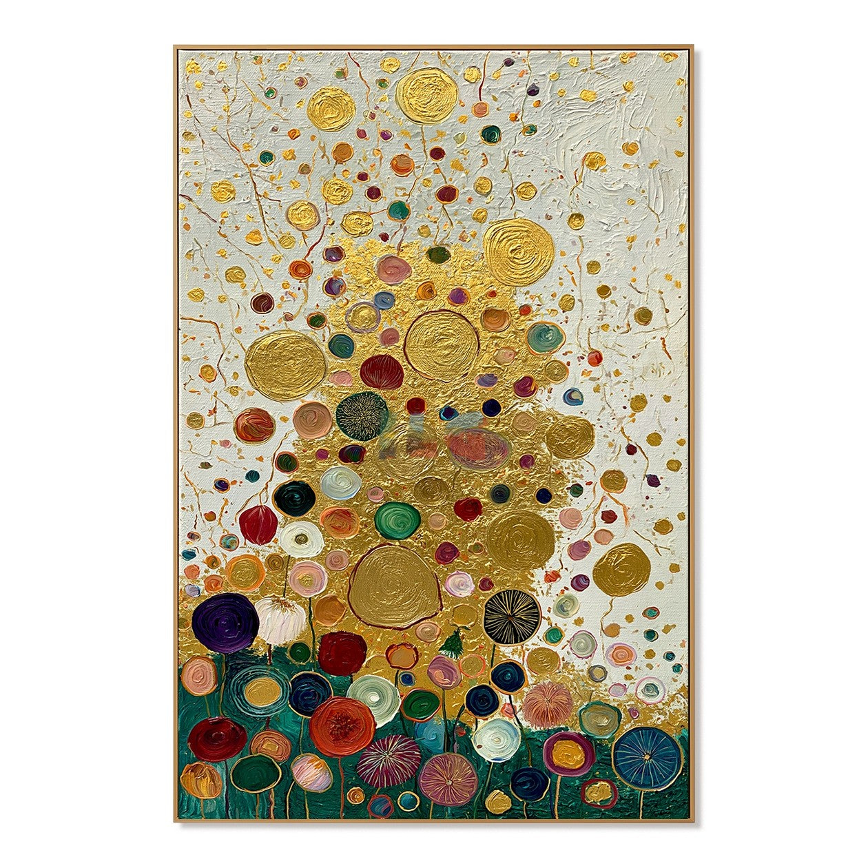 Golden Bloom Constellation – Decorative Botanical Textured Wall Art