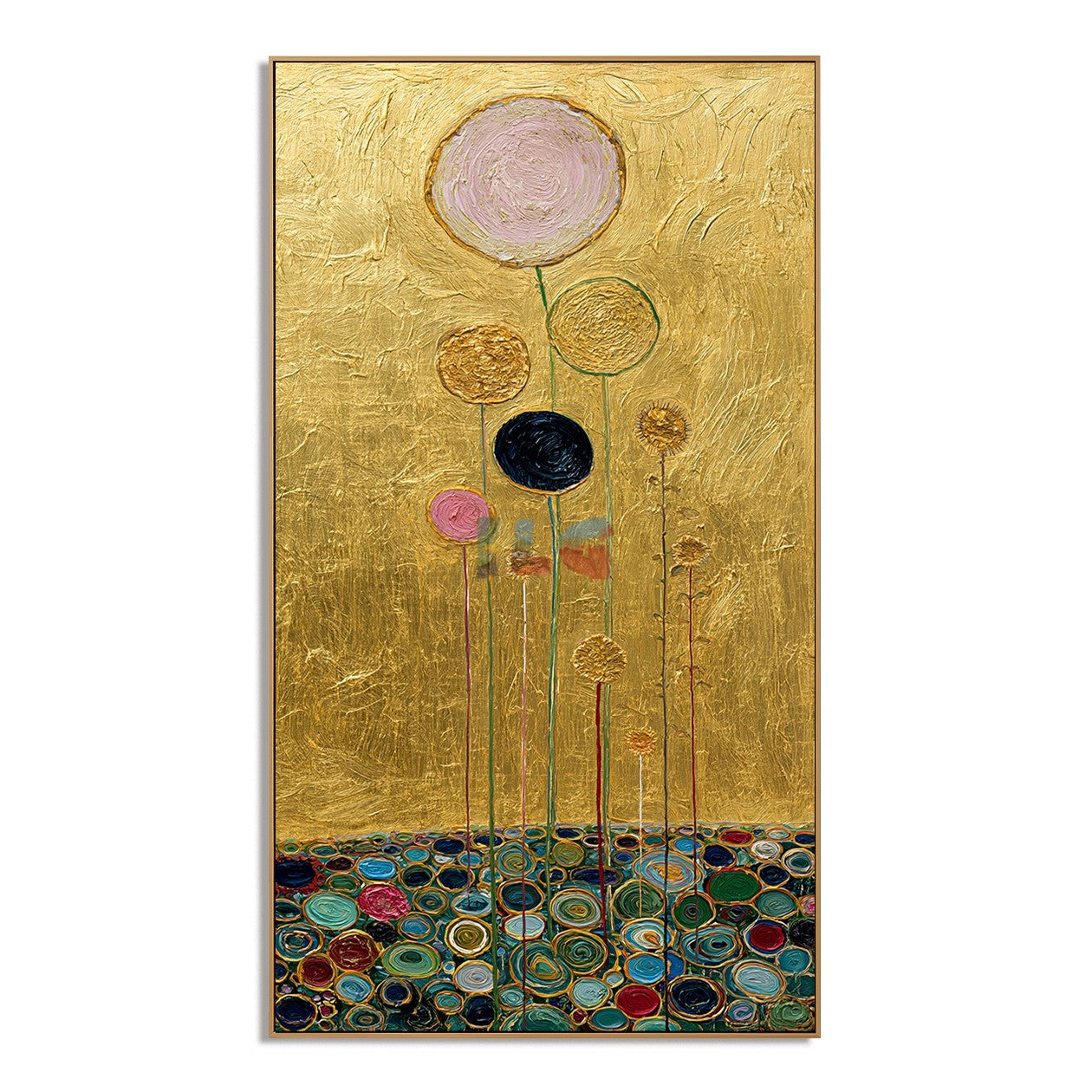 Golden Bloom Ascent – Decorative Botanical Textured Wall Art