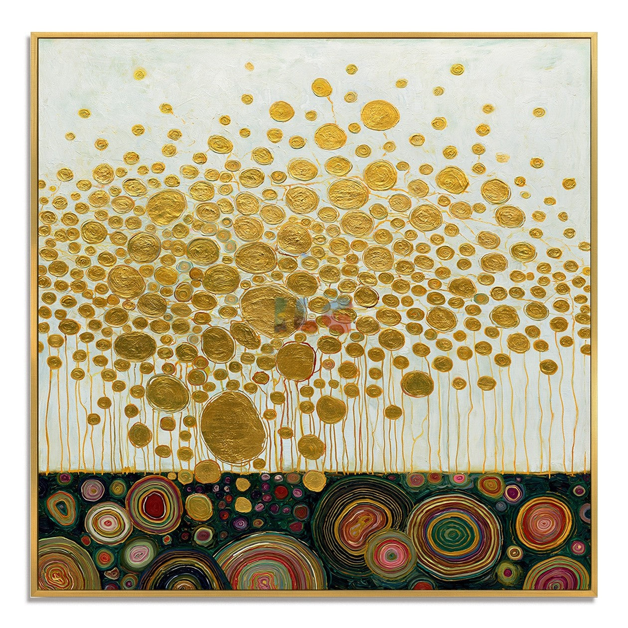 Golden Blossom Field – Decorative Botanical Textured Wall Art