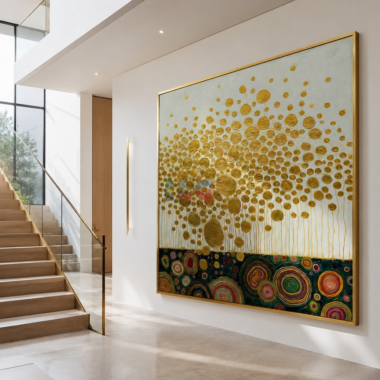 Golden Blossom Field – Decorative Botanical Textured Wall Art
