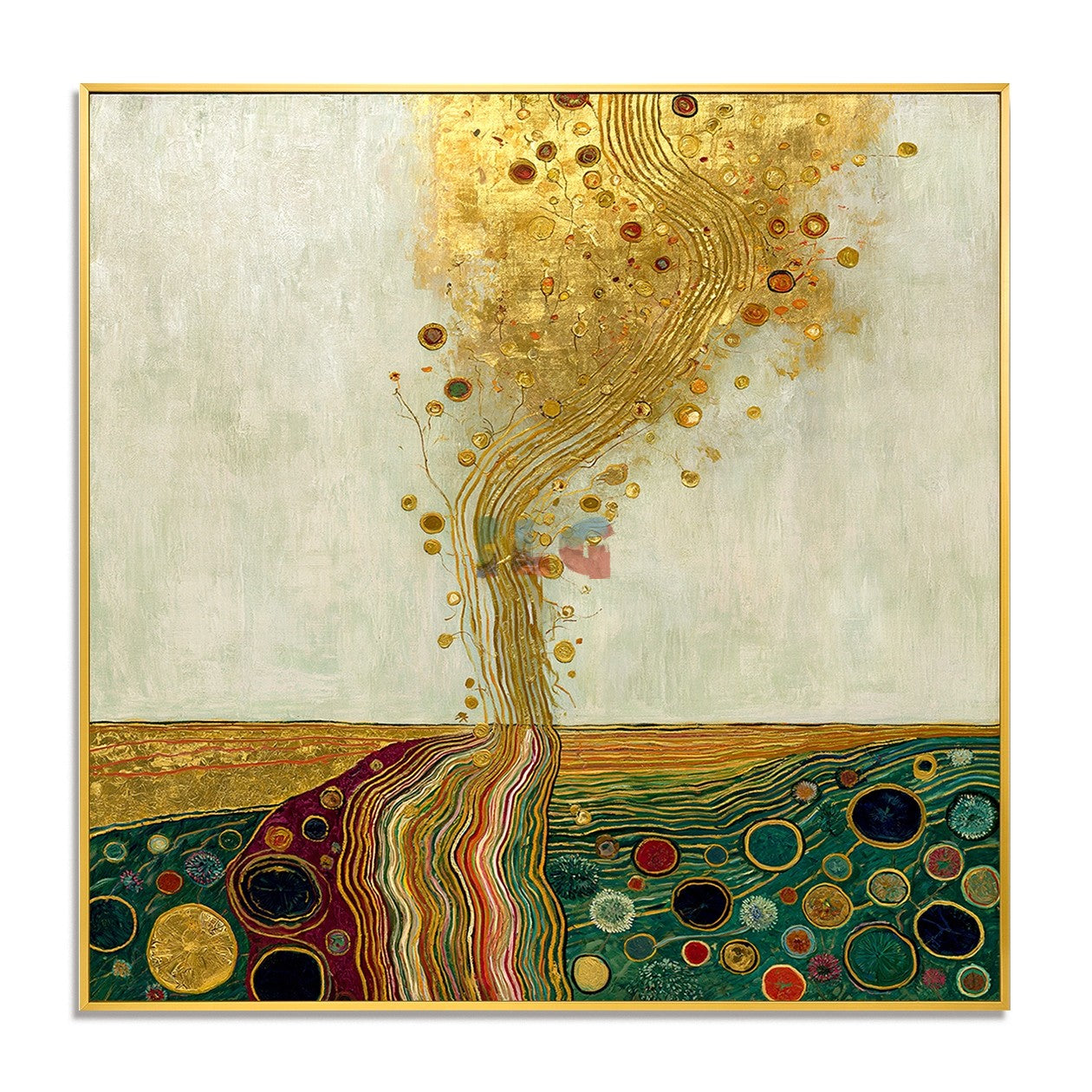 Gilded Bloom Cascade – Decorative Botanical Textured Wall Art