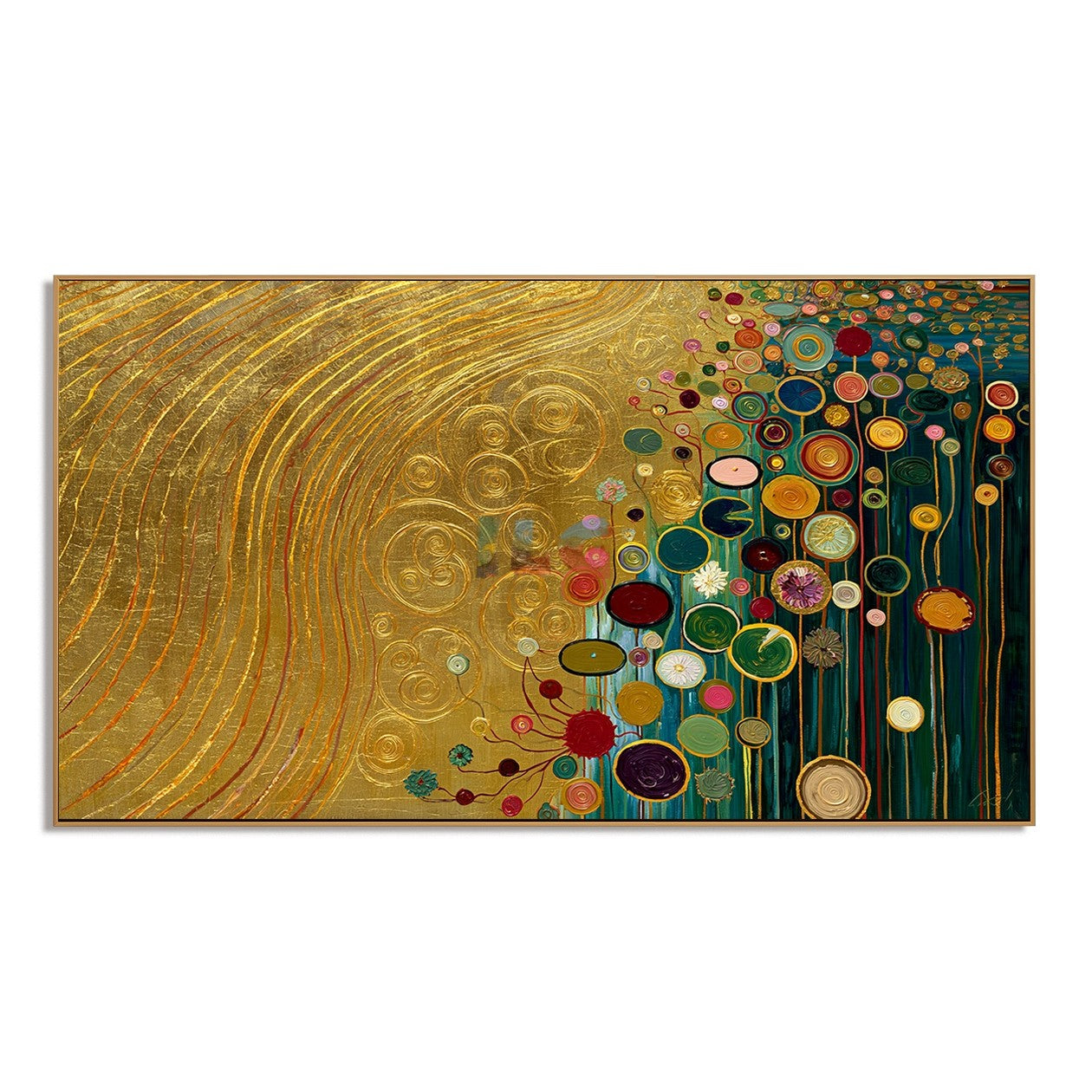 Gilded Garden Rhythm – Abstract Botanical Textured Wall Art
