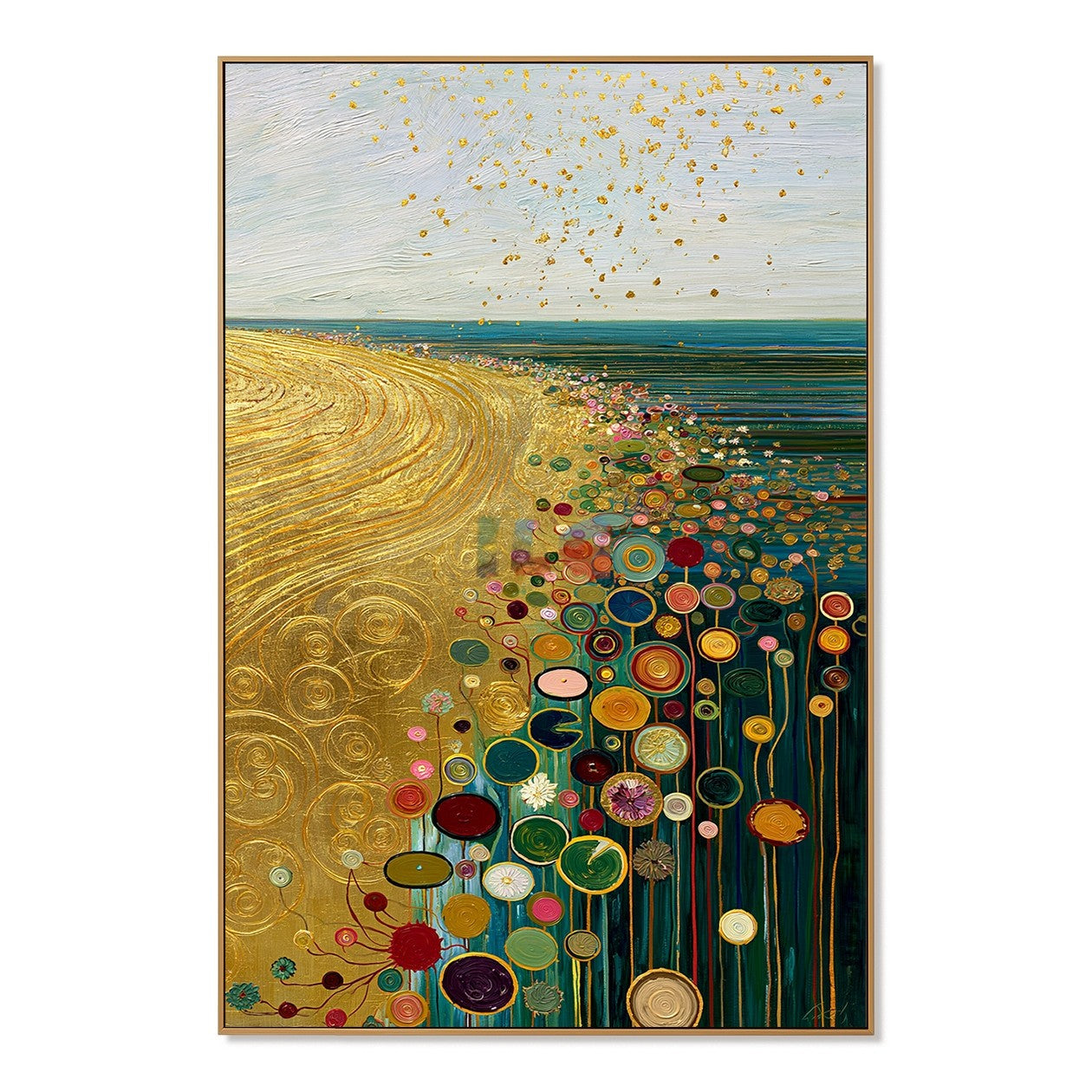 Sunlit Meadow Bloom Trail – Abstract Landscape Textured Wall Art
