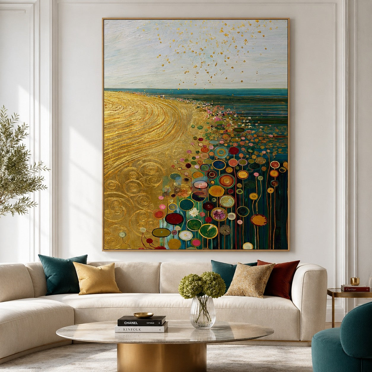 Sunlit Meadow Bloom Trail – Abstract Landscape Textured Wall Art