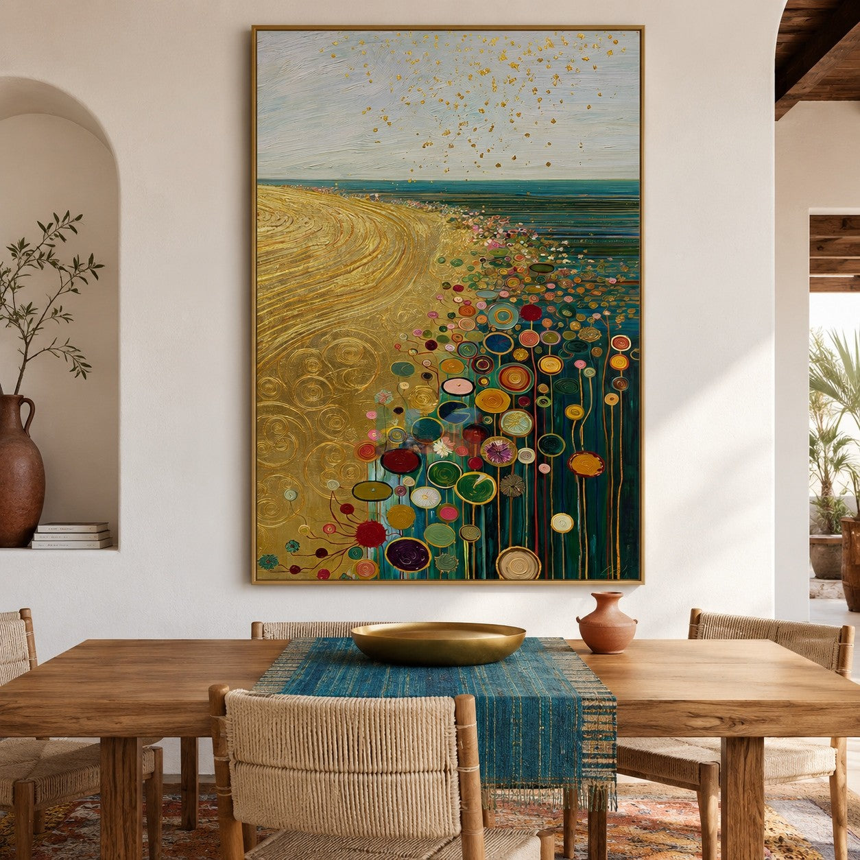 Sunlit Meadow Bloom Trail – Abstract Landscape Textured Wall Art