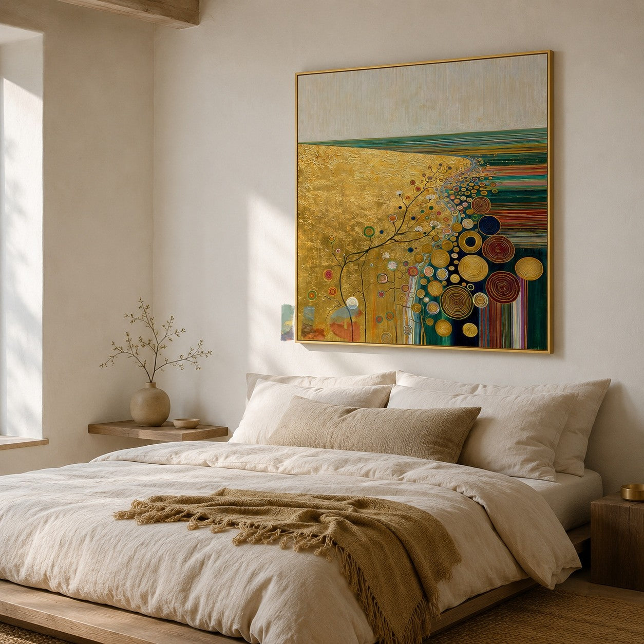 Sunlit Bloom Coast – Abstract Landscape Textured Wall Art