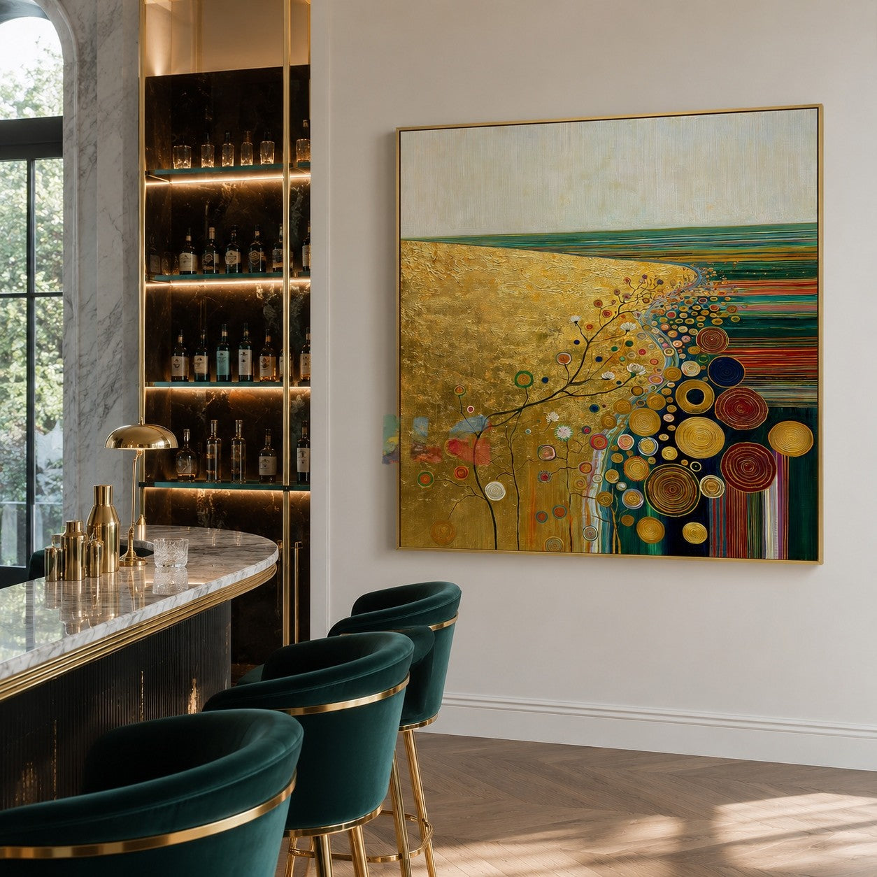 Sunlit Bloom Coast – Abstract Landscape Textured Wall Art