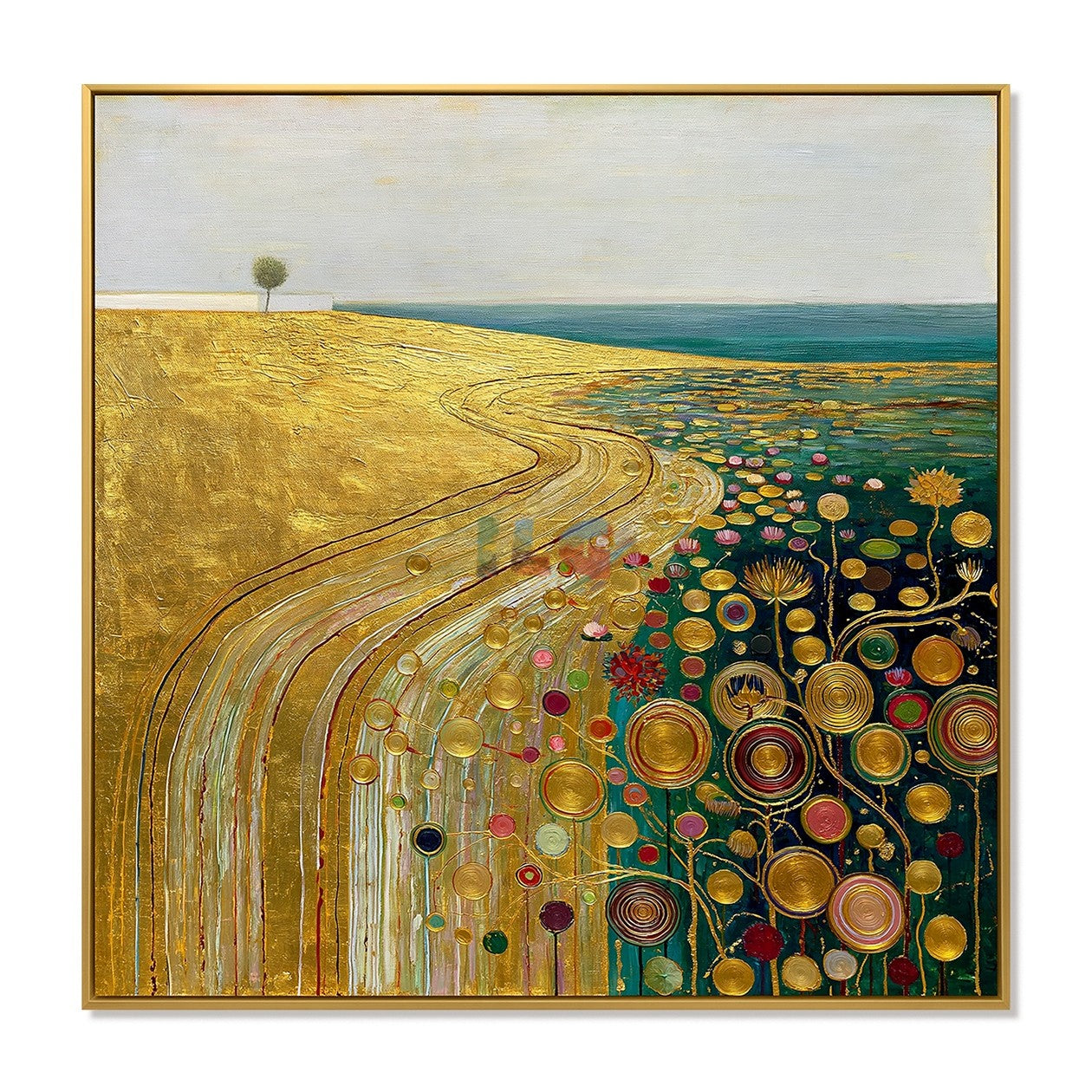 Golden Meadow Garden – Abstract Landscape Textured Wall Art