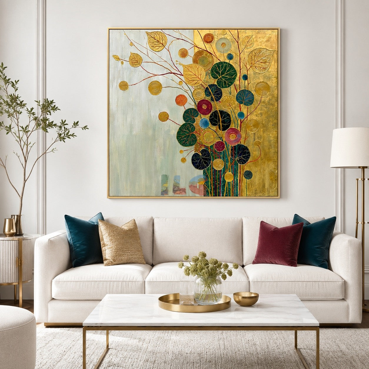 Gilded Leaf Symphony – Decorative Botanical Textured Wall Art