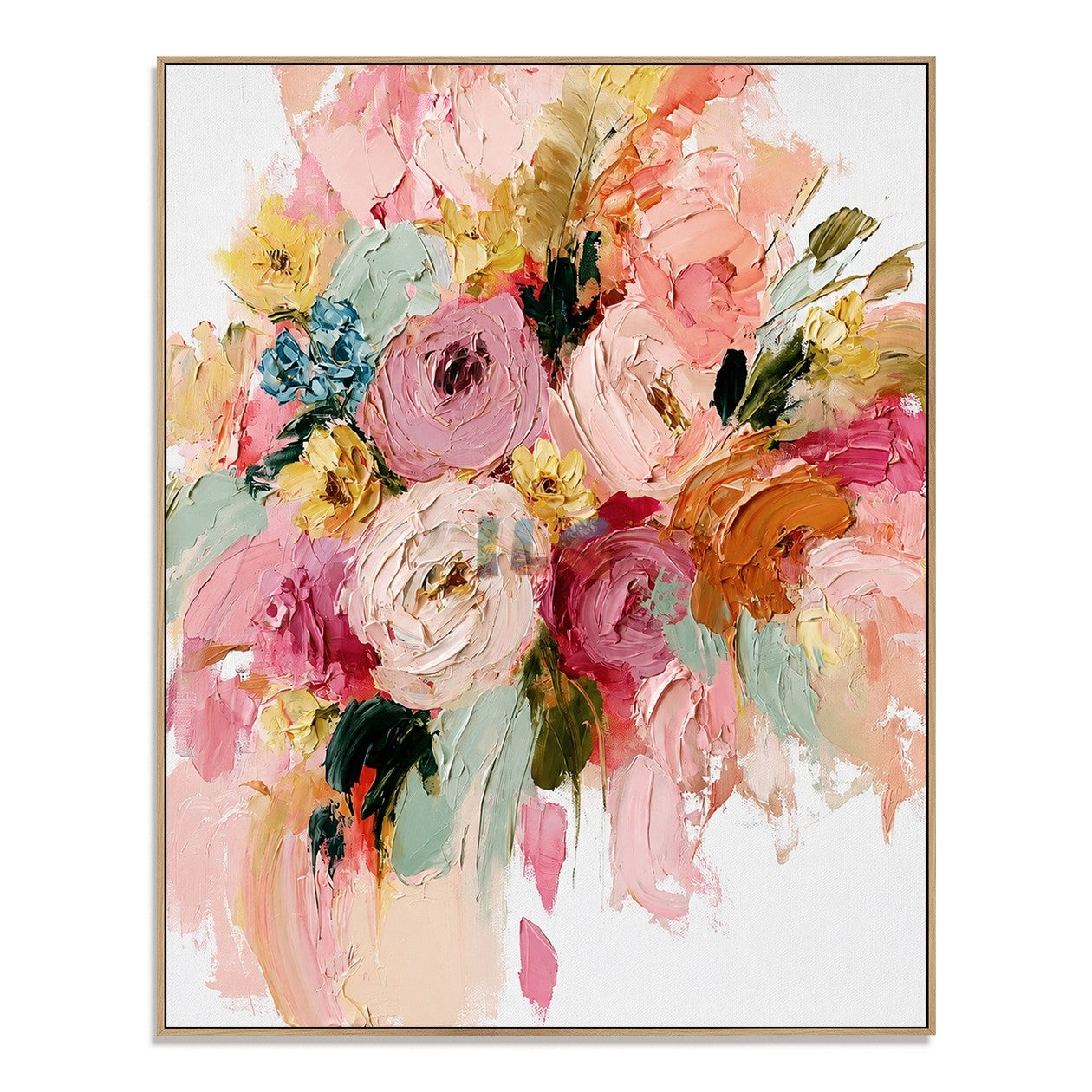 Blush Garden Bouquet – Textured Floral Wall Art