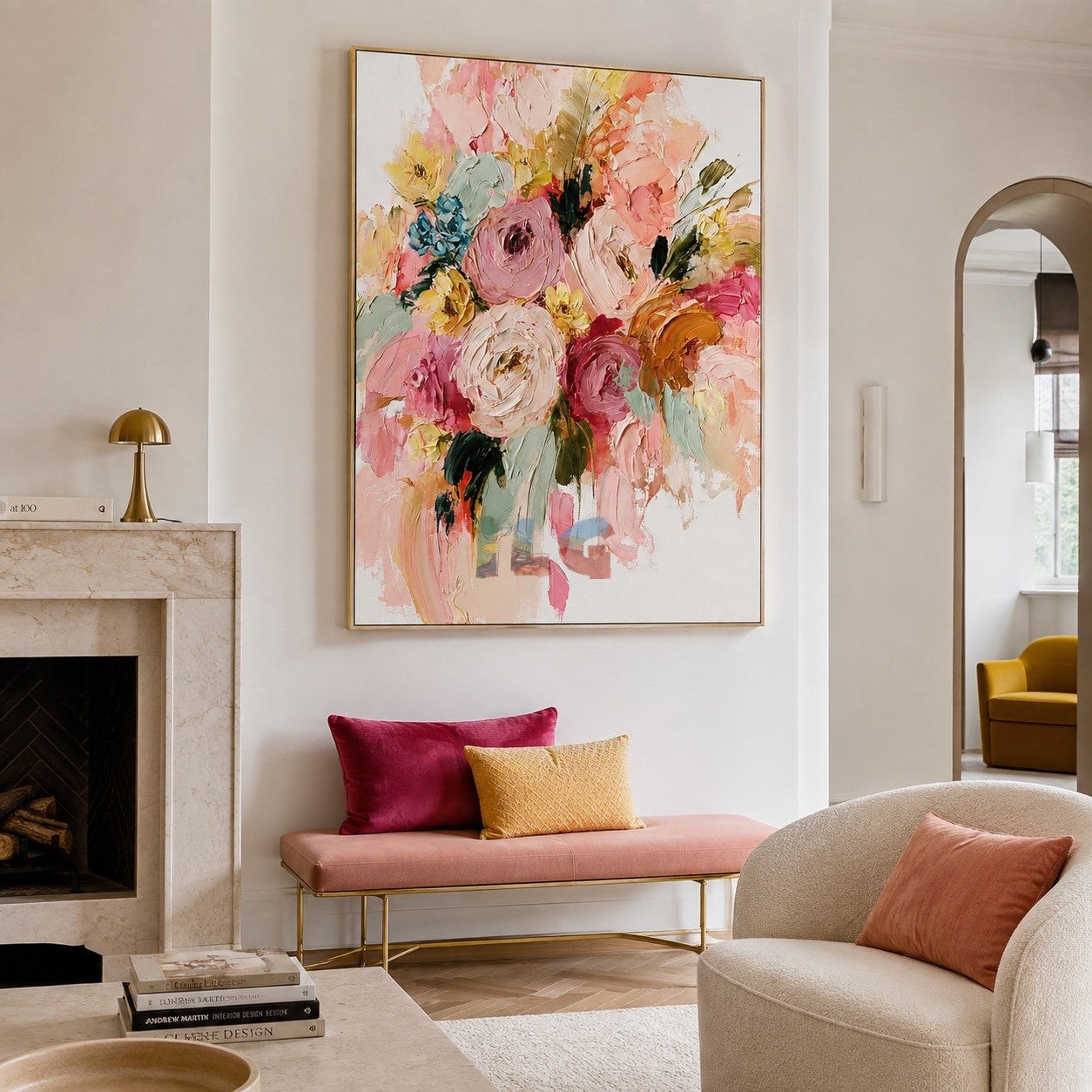 Blush Garden Bouquet – Textured Floral Wall Art