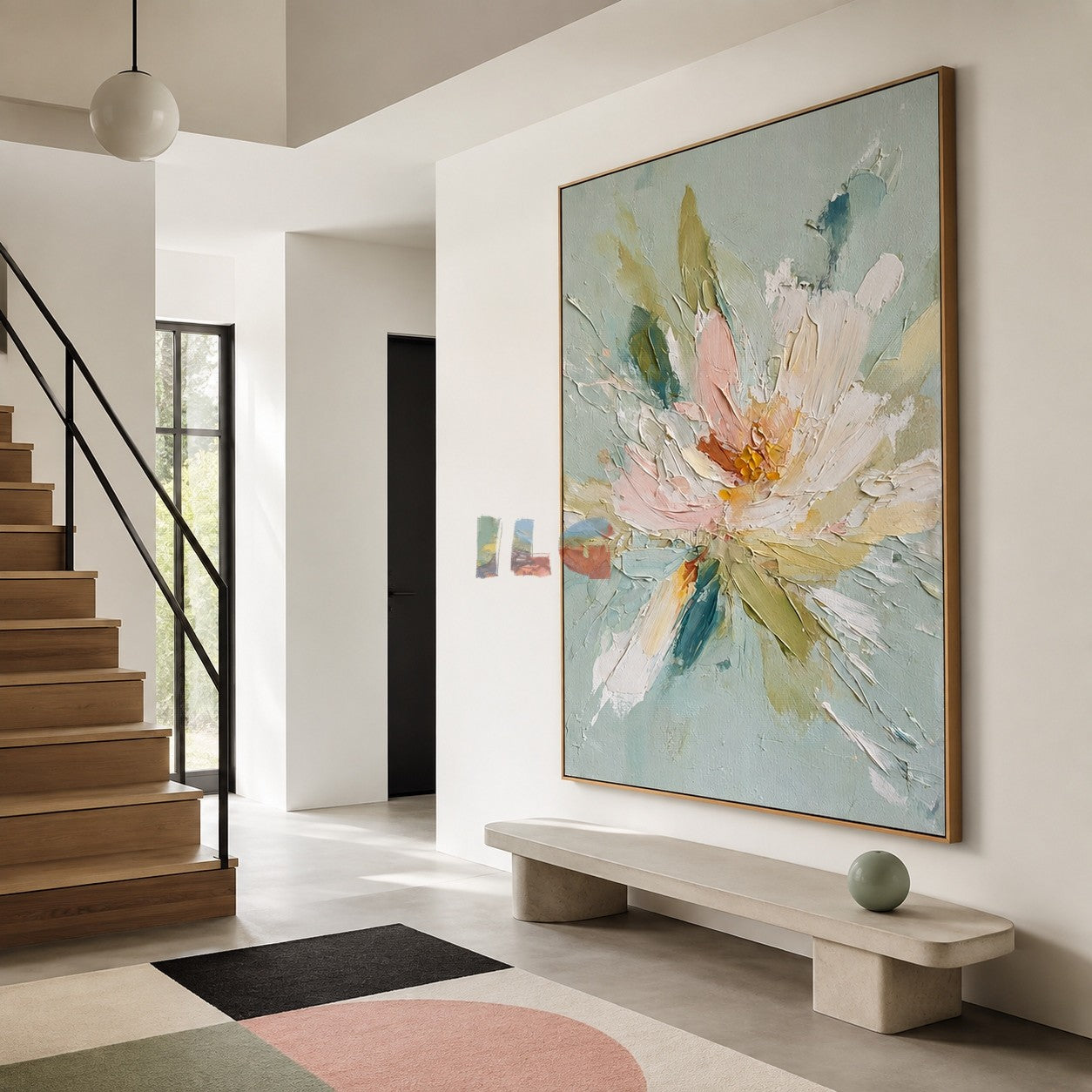 Aqua Petal Bloom – Textured Floral Wall Art
