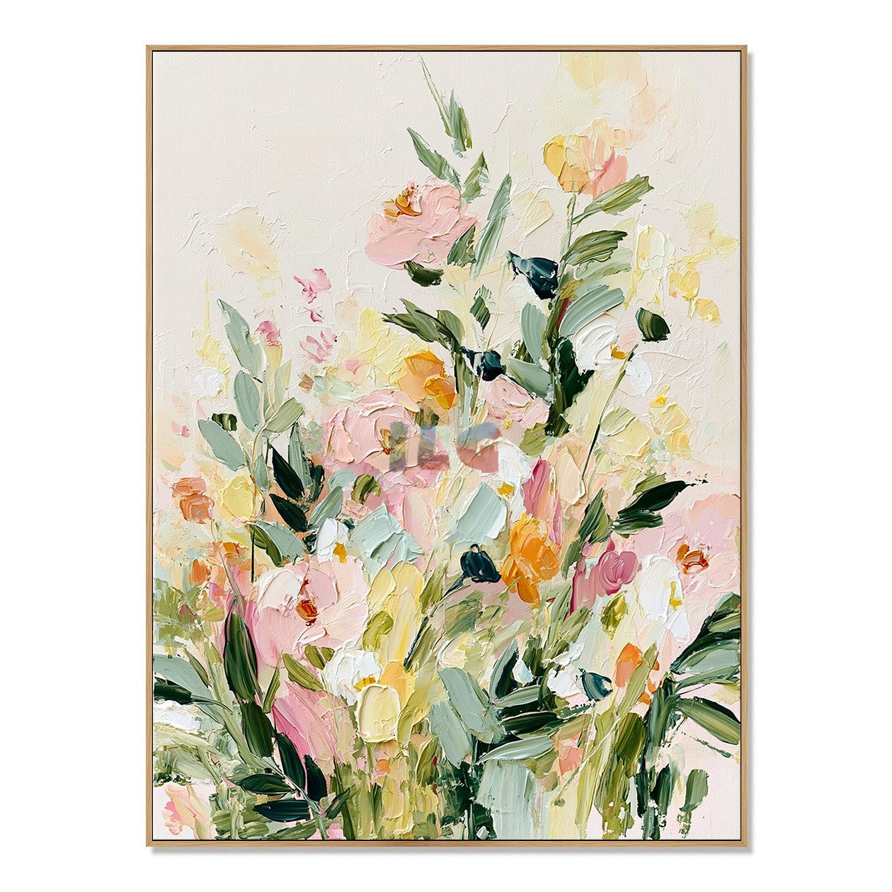 Pastel Garden Bloom – Textured Floral Wall Art