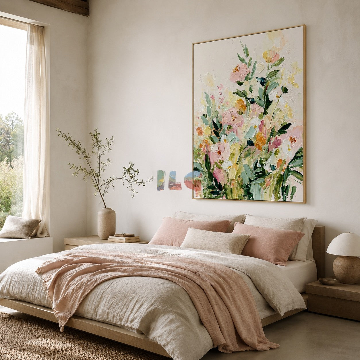 Pastel Garden Bloom – Textured Floral Wall Art