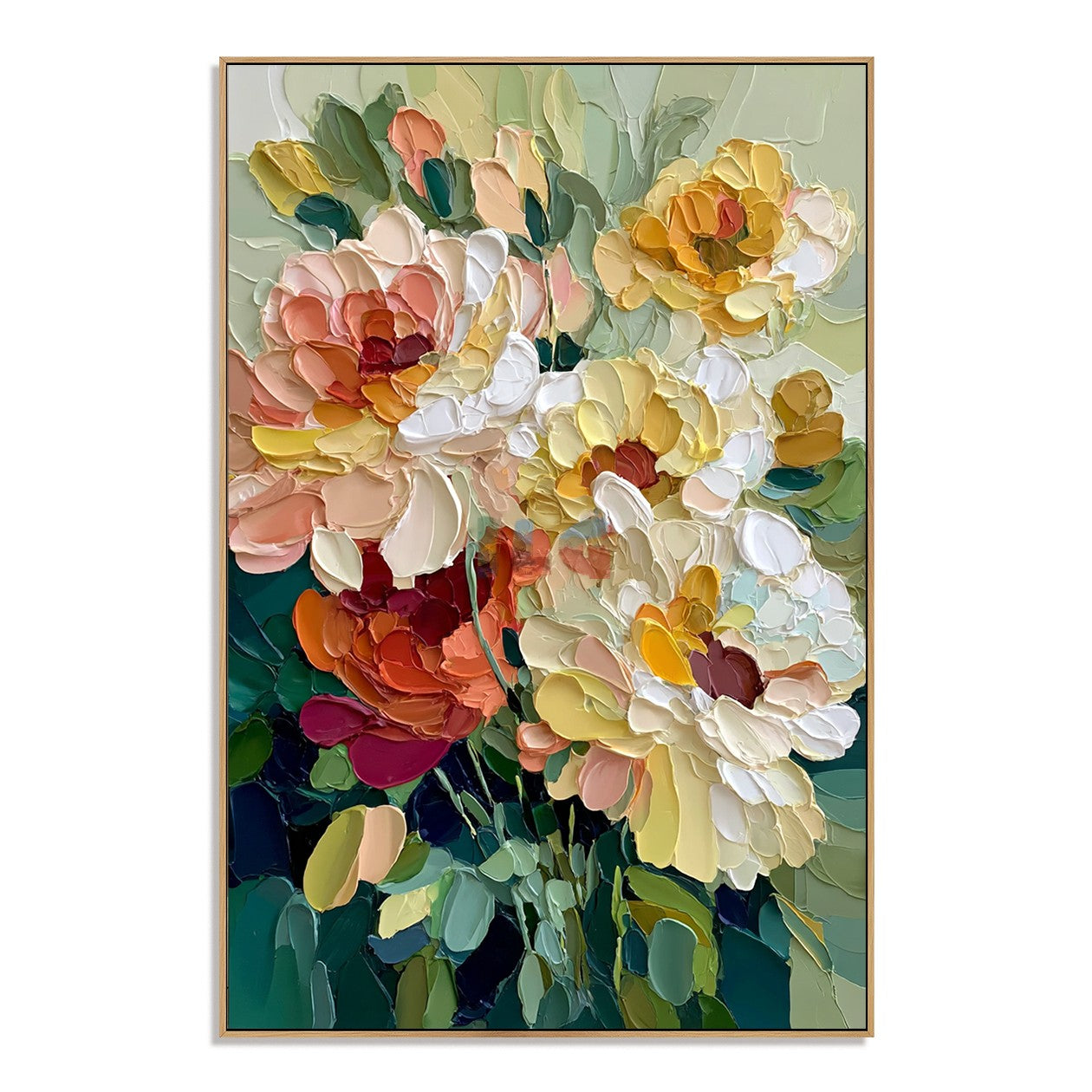 Buttercream Garden Bouquet – Textured Floral Wall Art