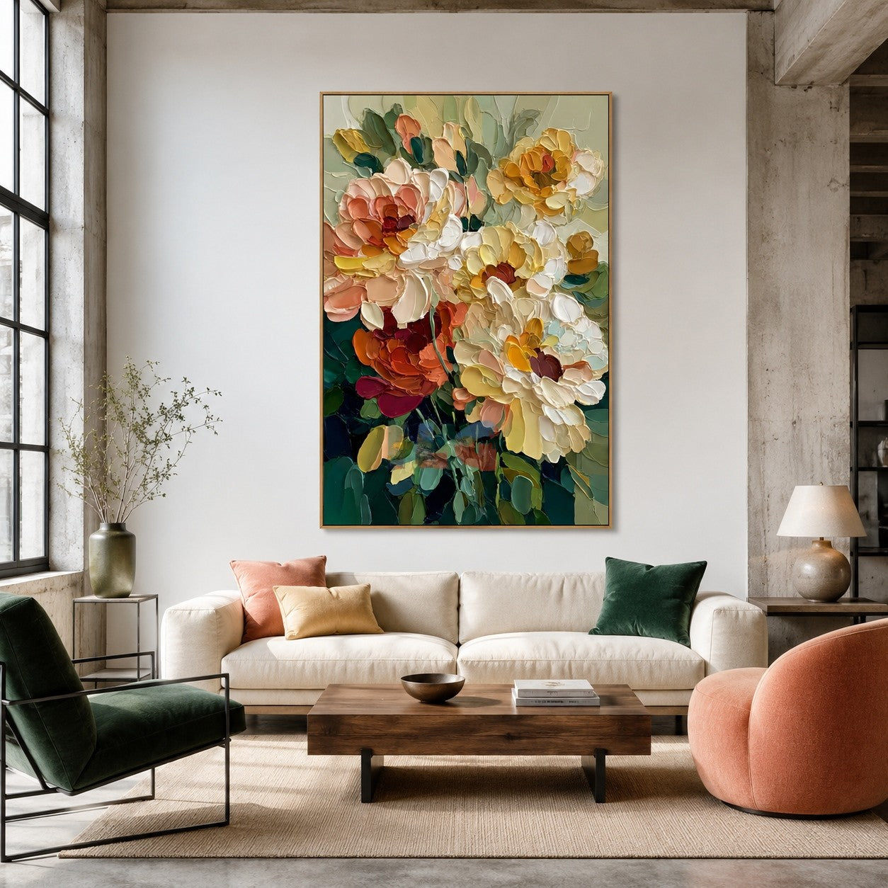 Buttercream Garden Bouquet – Textured Floral Wall Art
