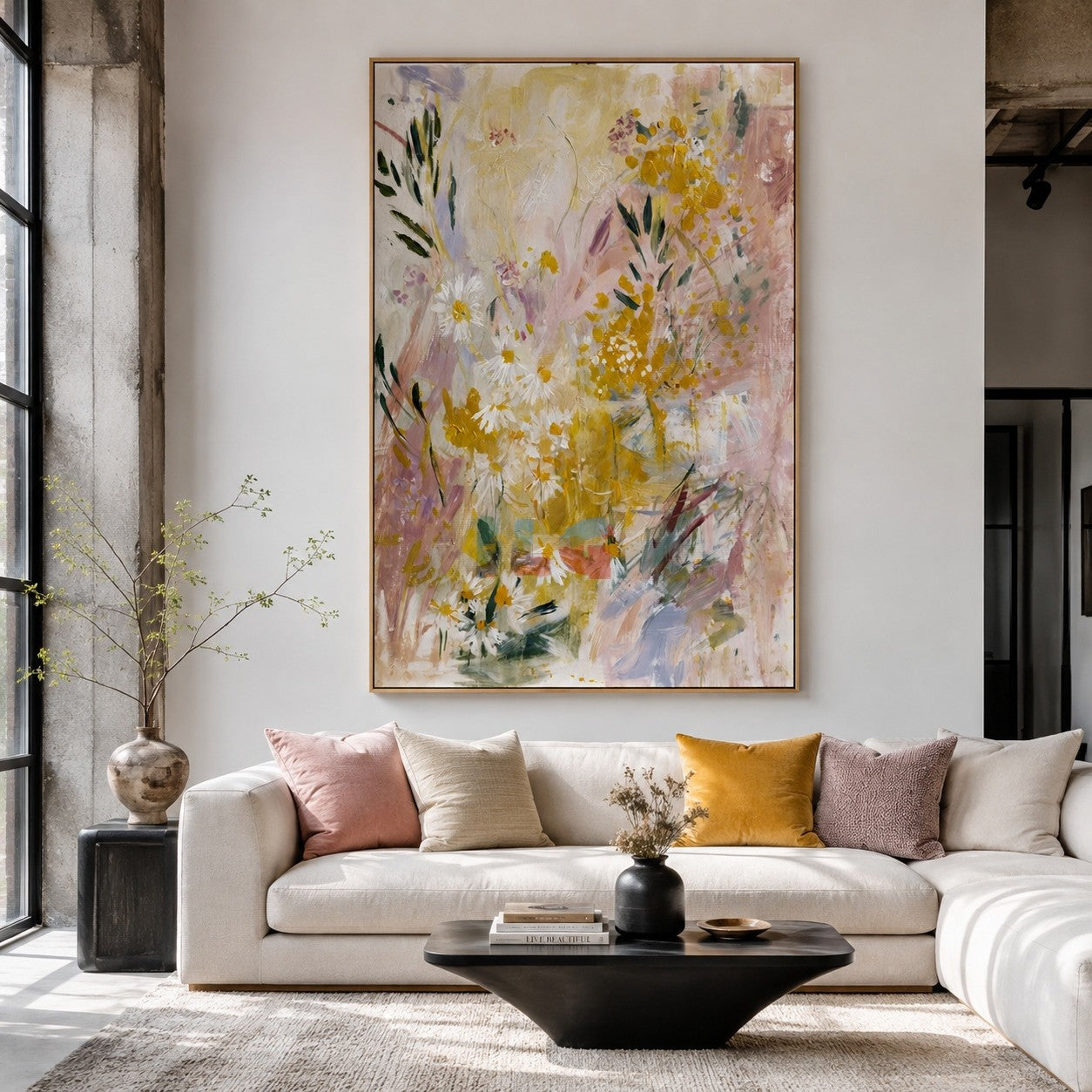 Sunlit Wildflower Garden – Abstract Floral Wall Art