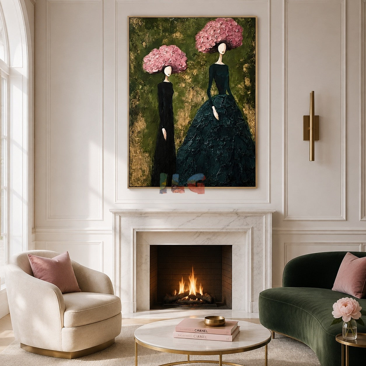 Pink Blossom Muses – Textured Figure Wall Art