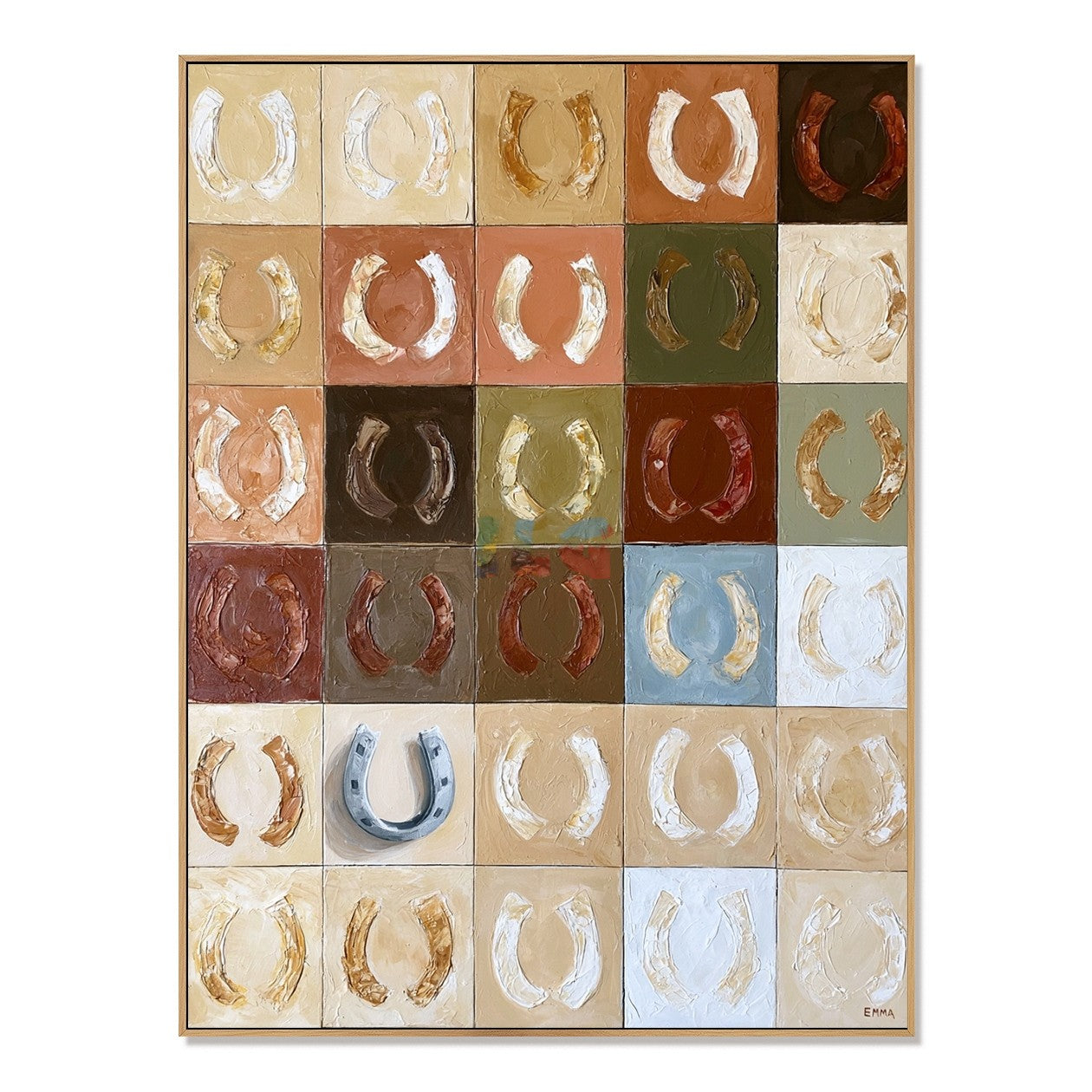 Lucky Horseshoe Grid – Western Textured Wall Art