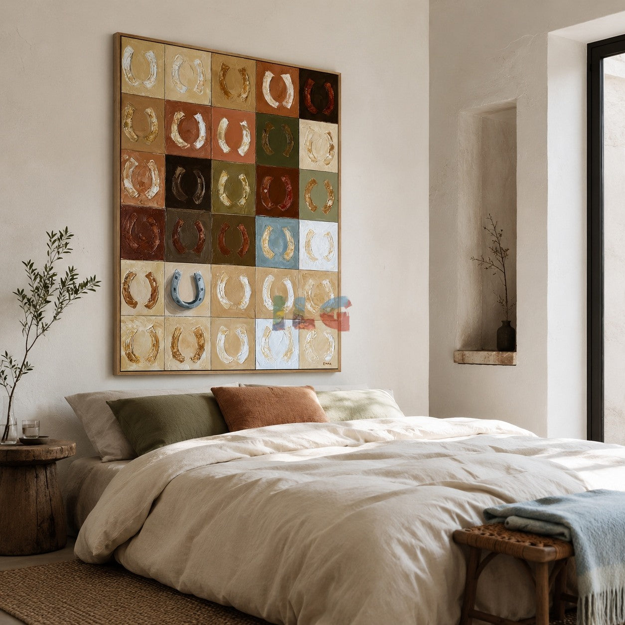 Lucky Horseshoe Grid – Western Textured Wall Art