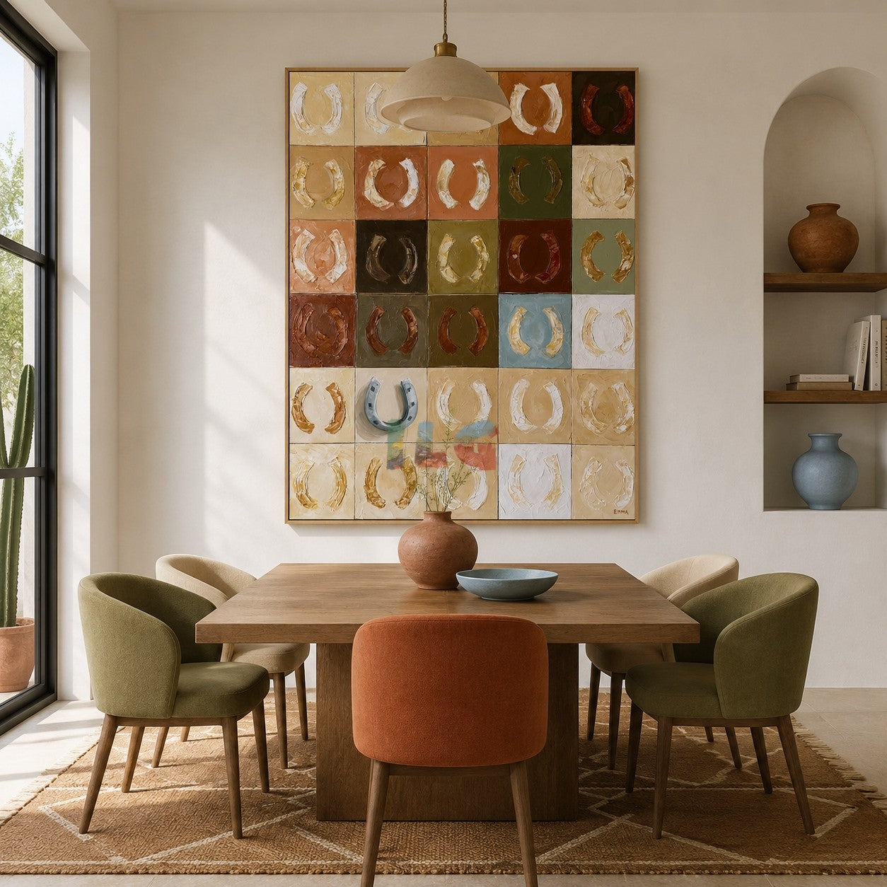 Lucky Horseshoe Grid – Western Textured Wall Art