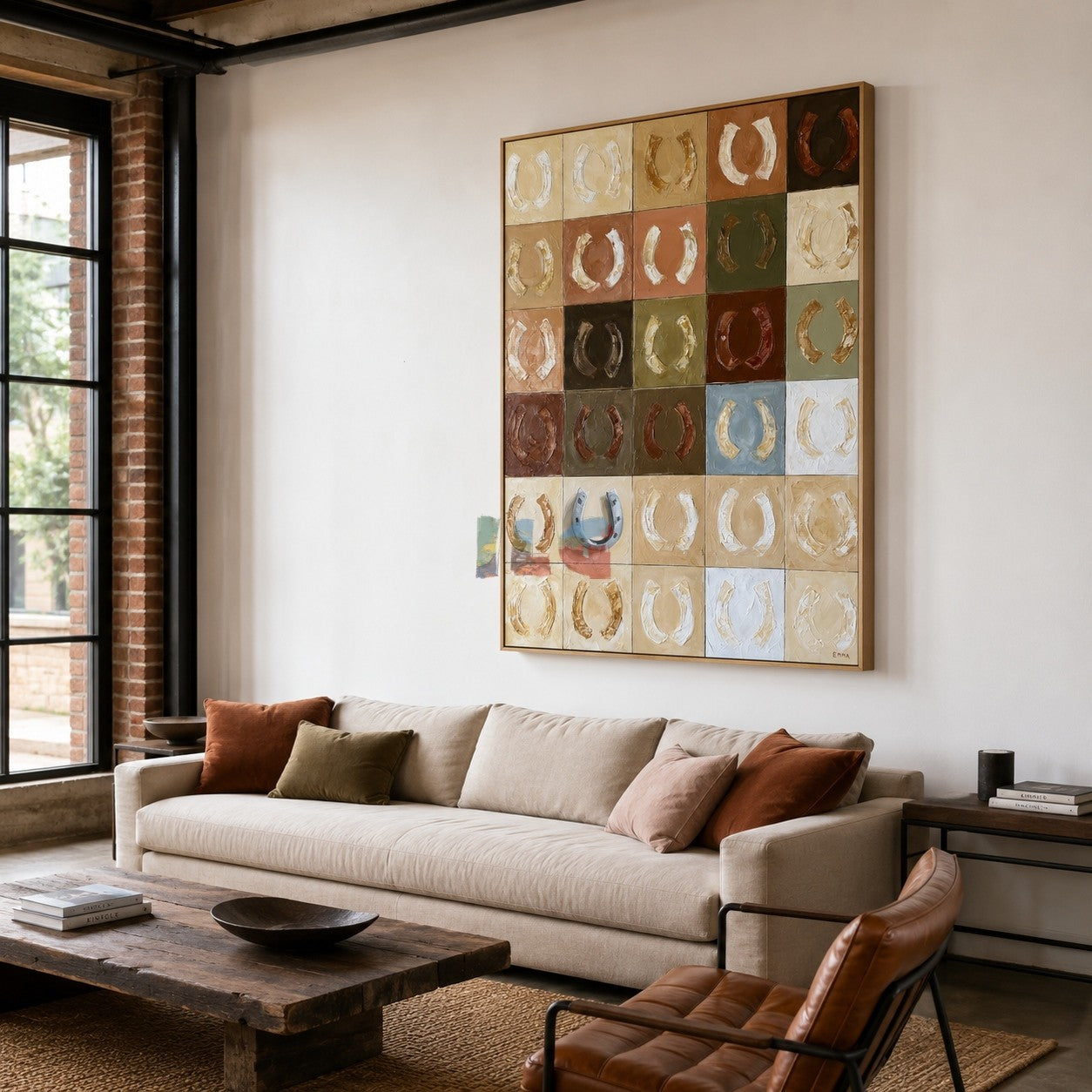 Lucky Horseshoe Grid – Western Textured Wall Art
