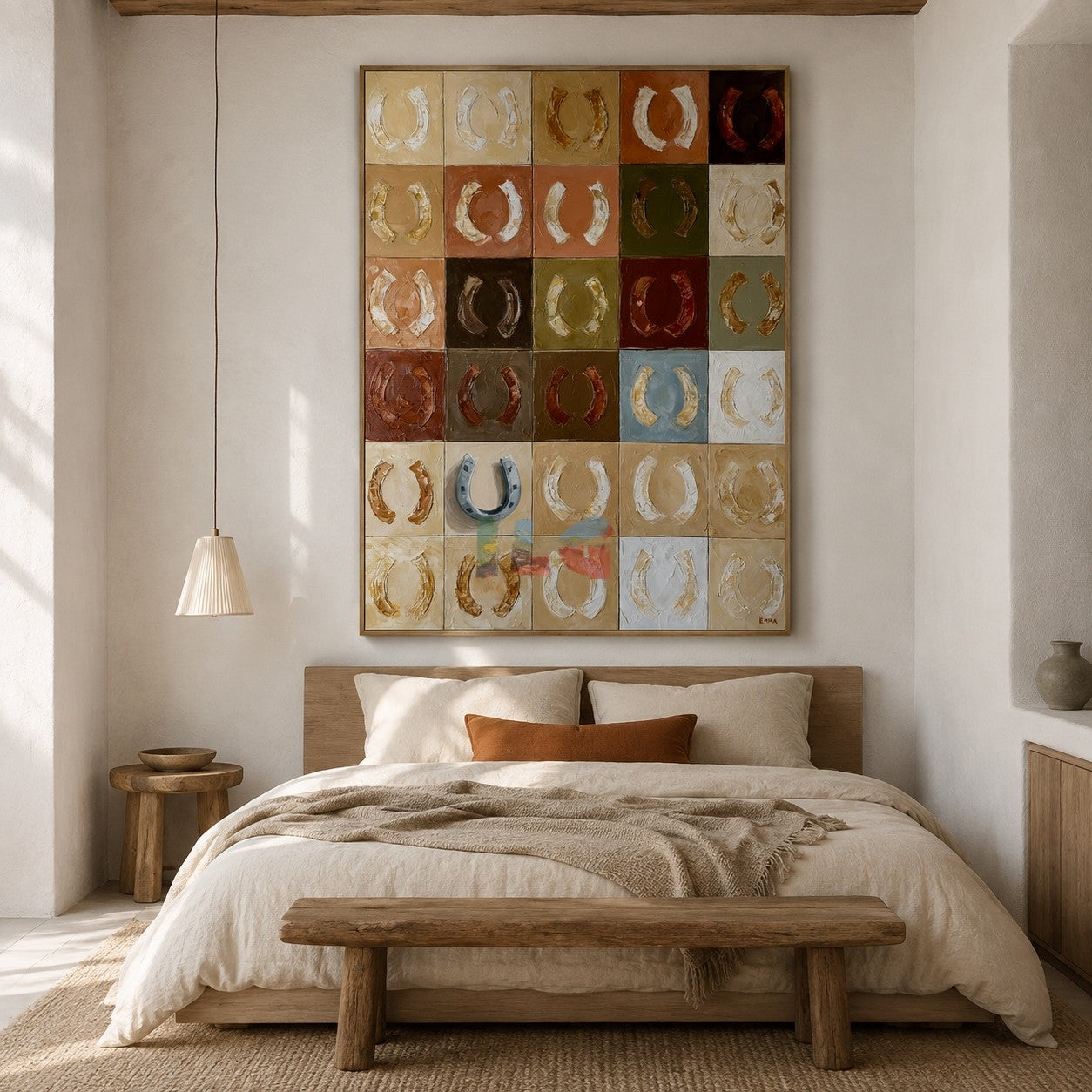 Lucky Horseshoe Grid – Western Textured Wall Art