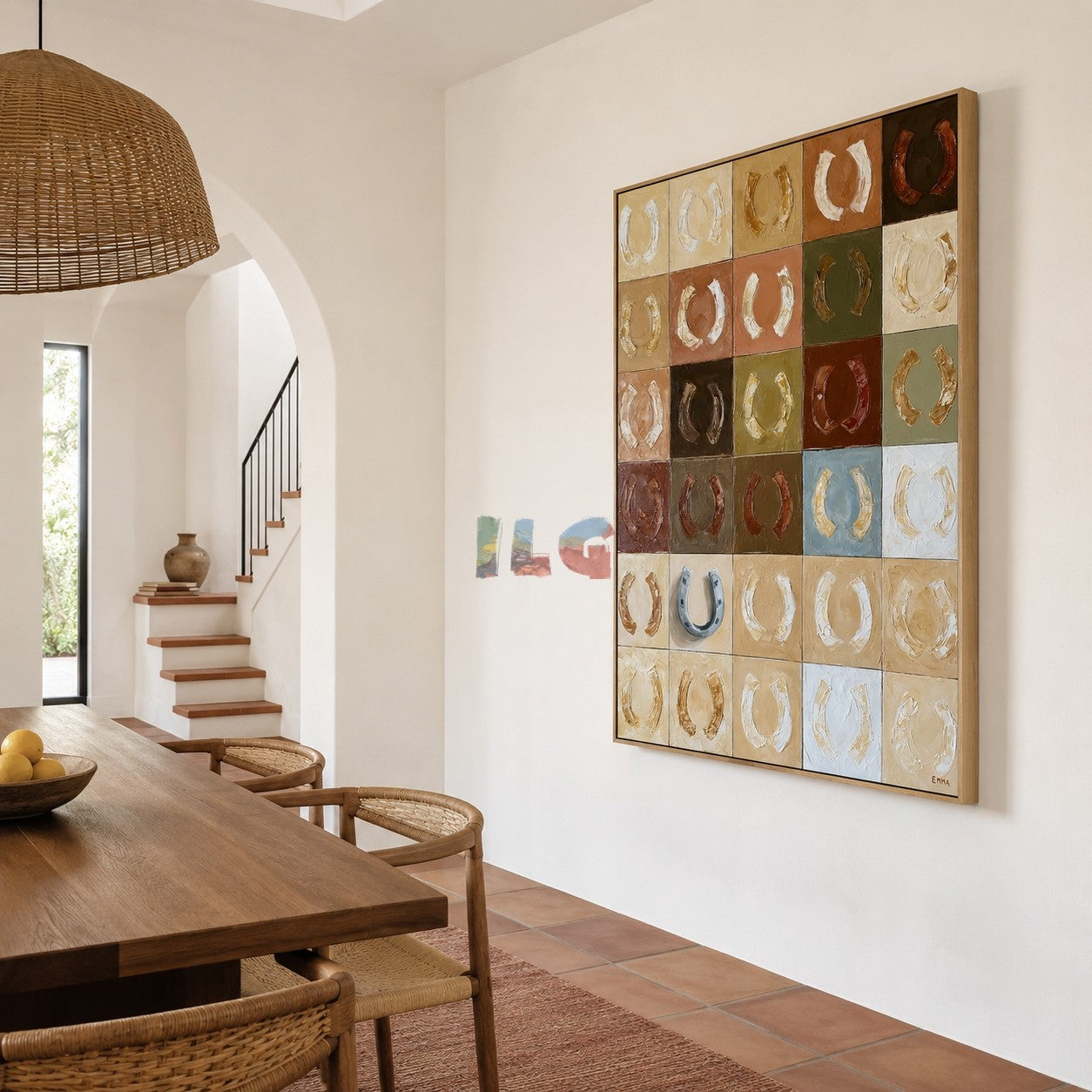 Lucky Horseshoe Grid – Western Textured Wall Art