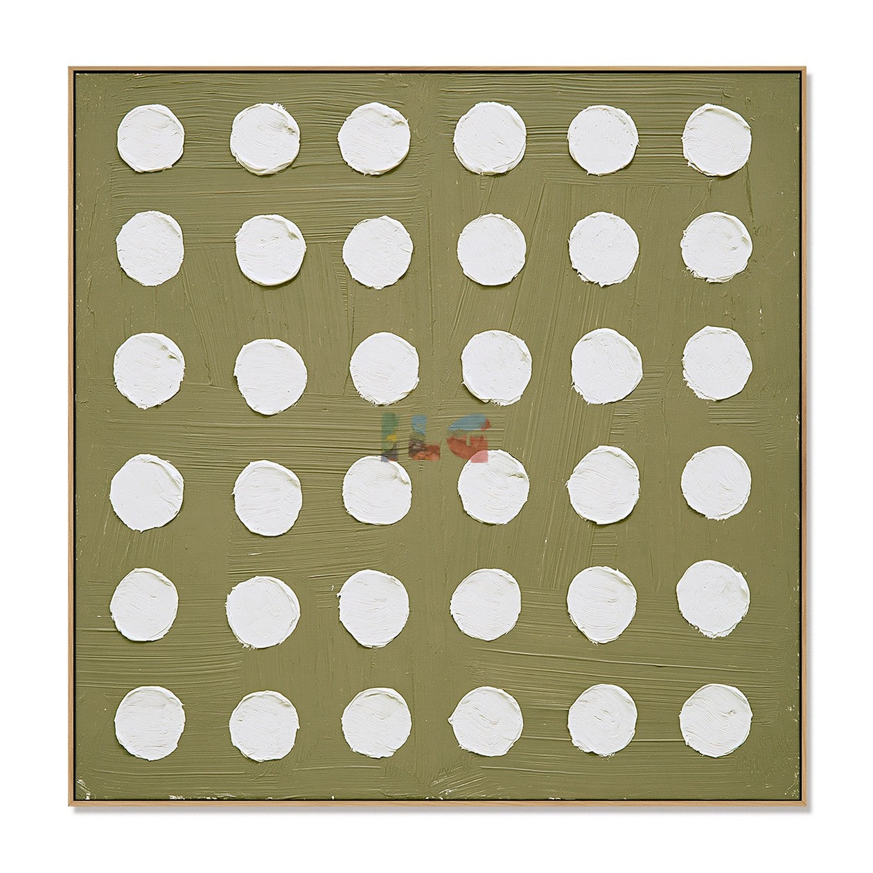 Olive Dot Grid – Minimalist Geometric Wall Art
