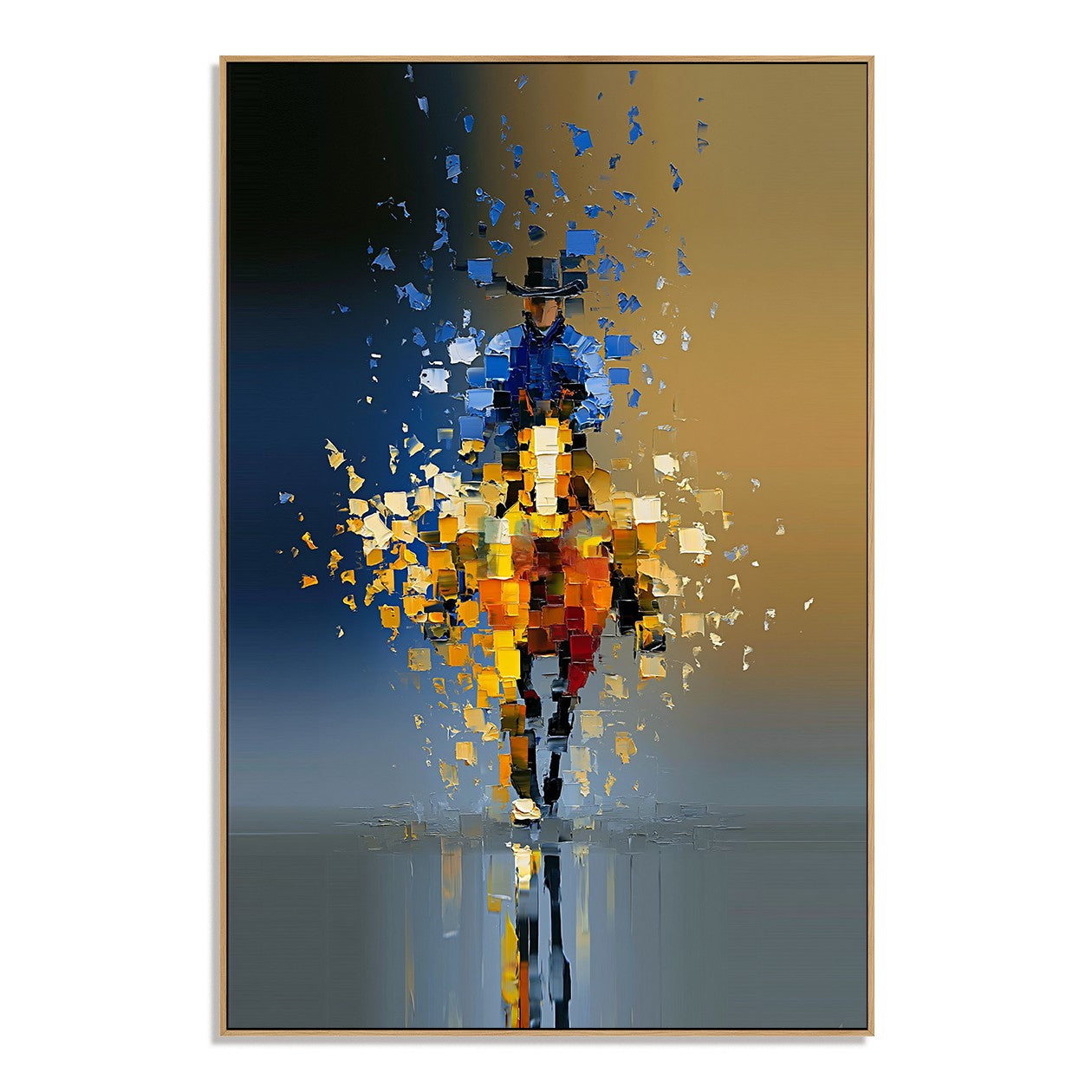 Lone Western Rider – Abstract Mosaic Wall Art