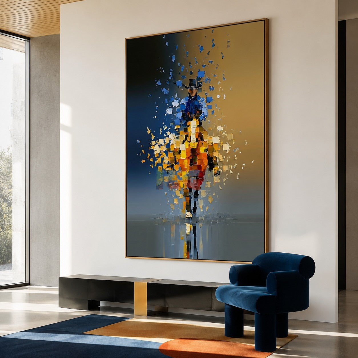 Lone Western Rider – Abstract Mosaic Wall Art