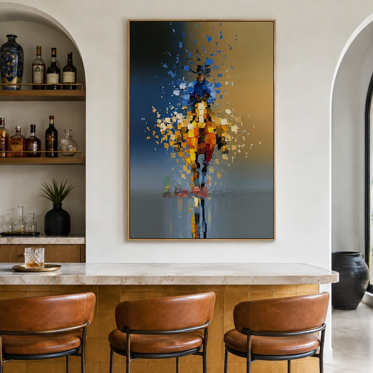 Lone Western Rider – Abstract Mosaic Wall Art