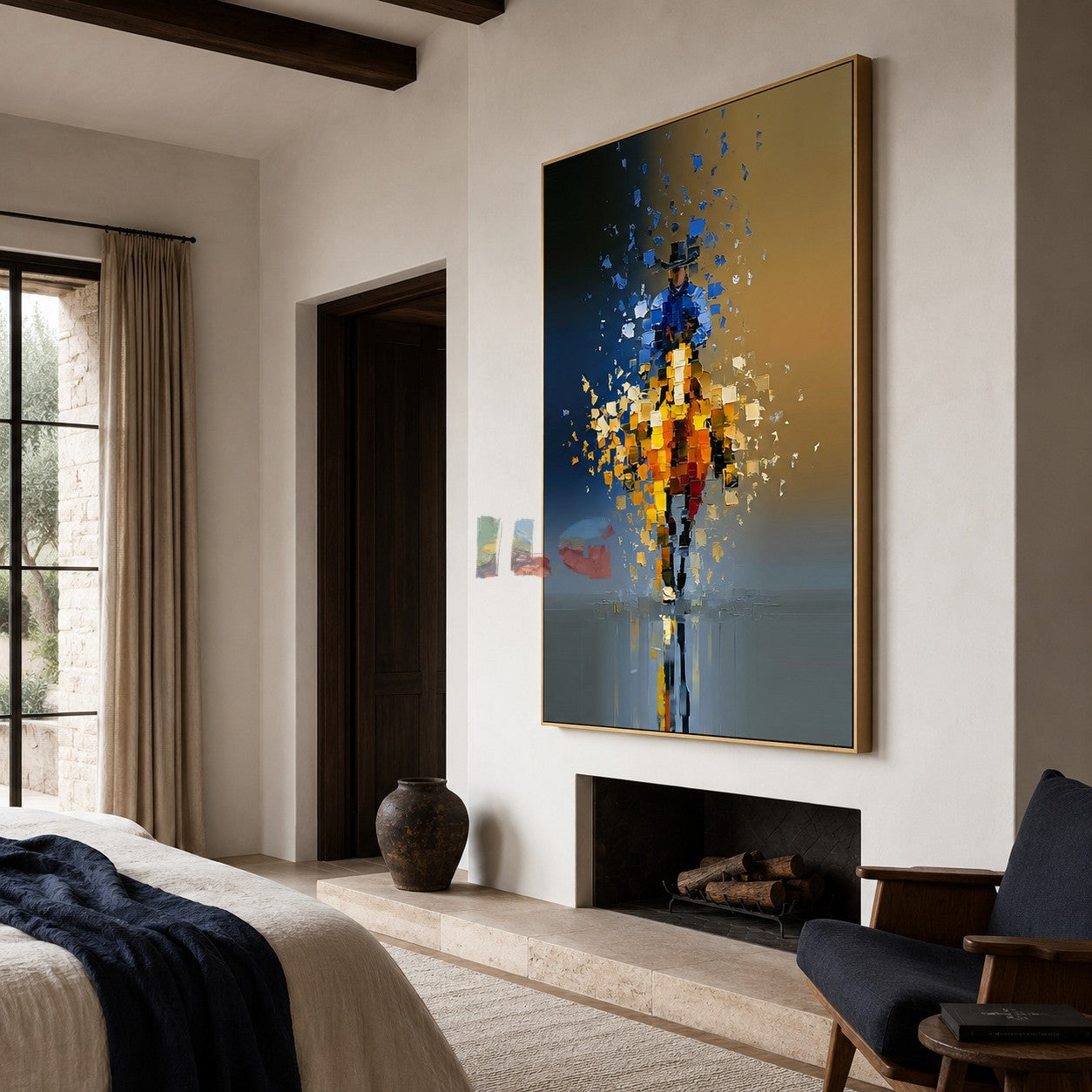 Lone Western Rider – Abstract Mosaic Wall Art