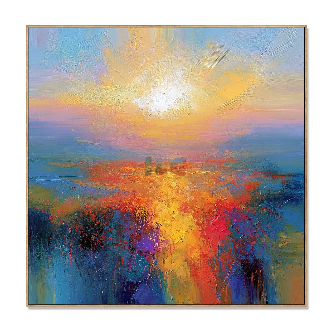 Radiant Horizon Bloom – Abstract Sunset Wall Art