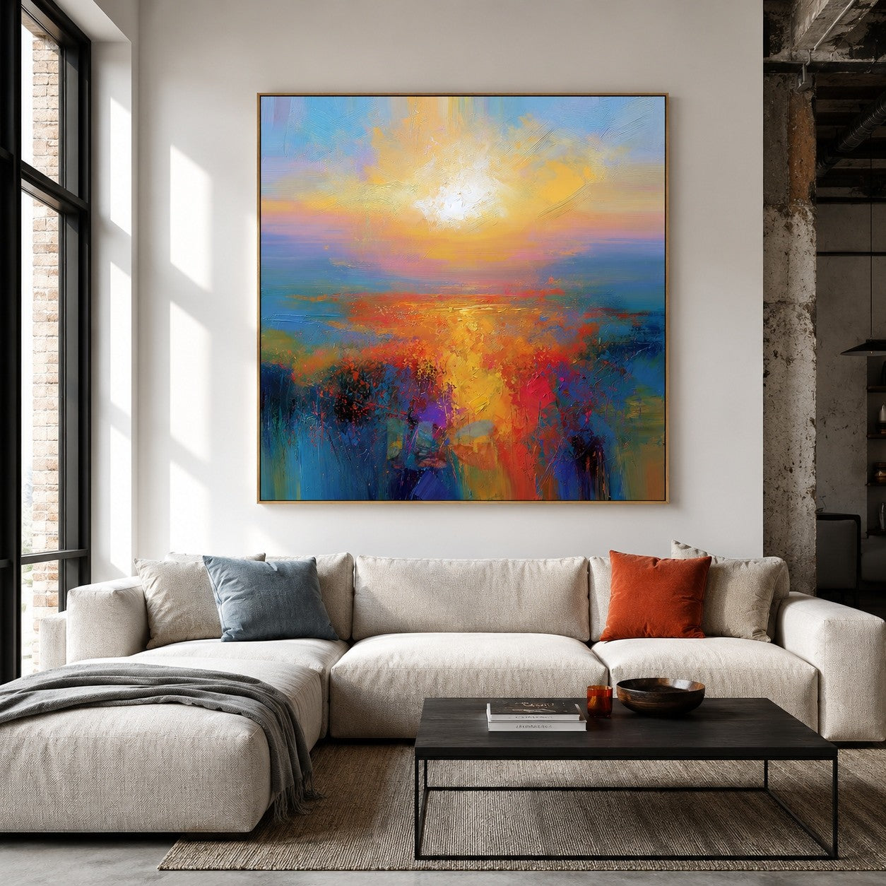 Radiant Horizon Bloom – Abstract Sunset Wall Art