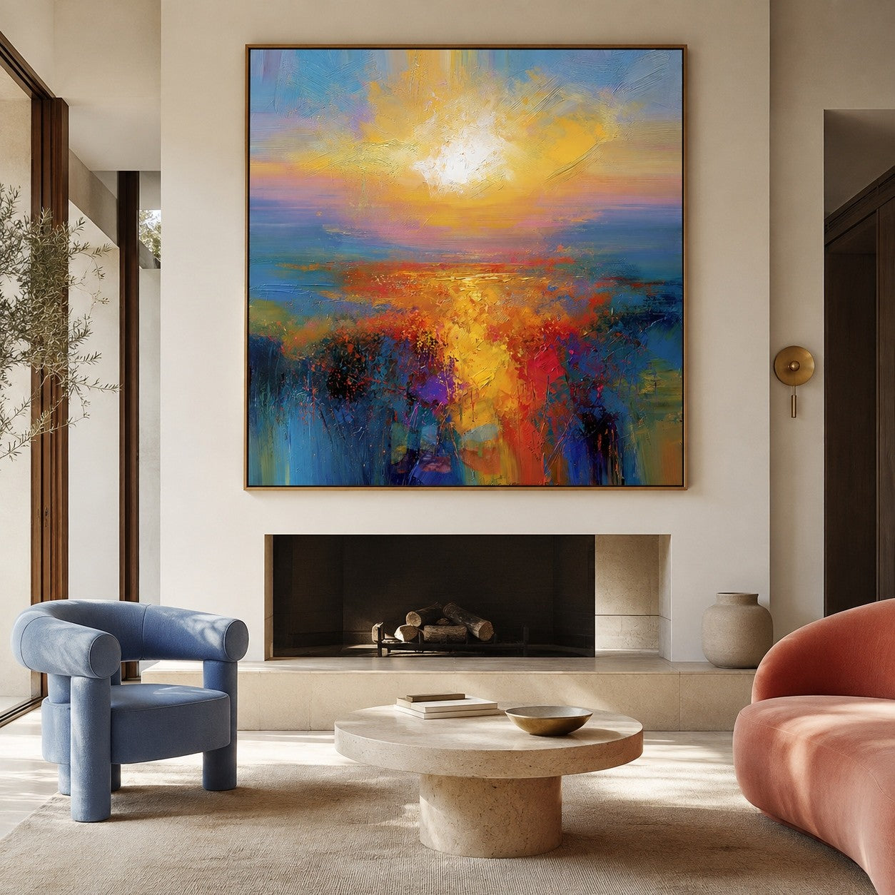 Radiant Horizon Bloom – Abstract Sunset Wall Art