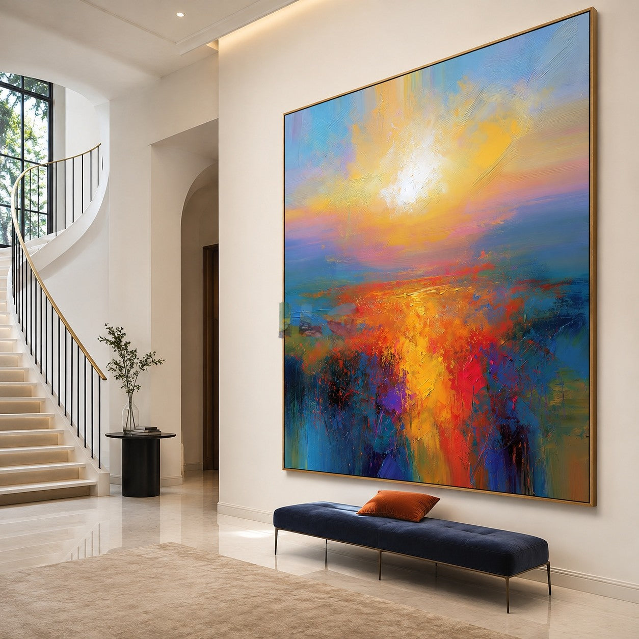 Radiant Horizon Bloom – Abstract Sunset Wall Art