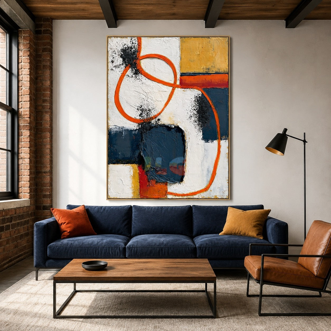 Burnt Orange Path – Abstract Geometric Wall Art
