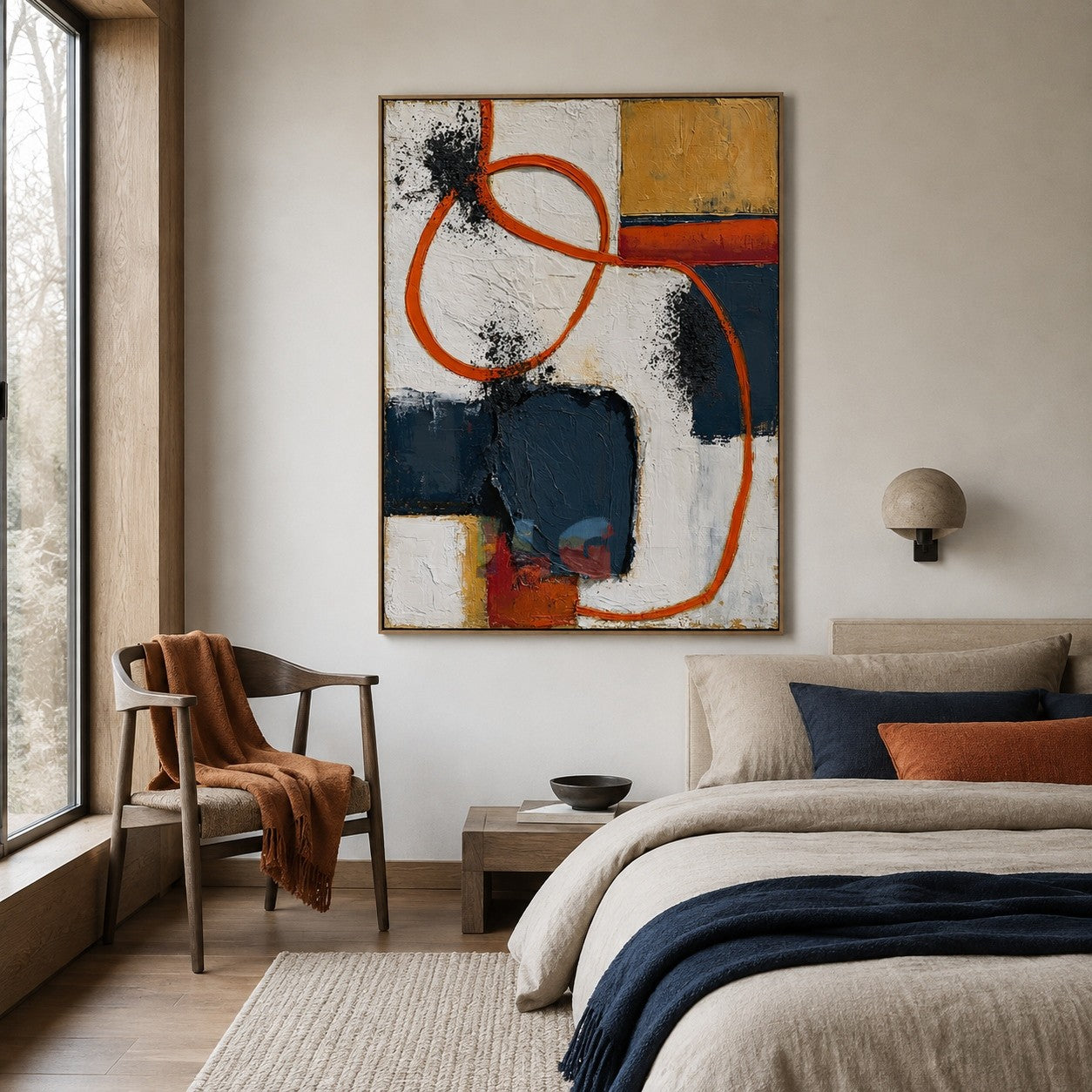Burnt Orange Path – Abstract Geometric Wall Art