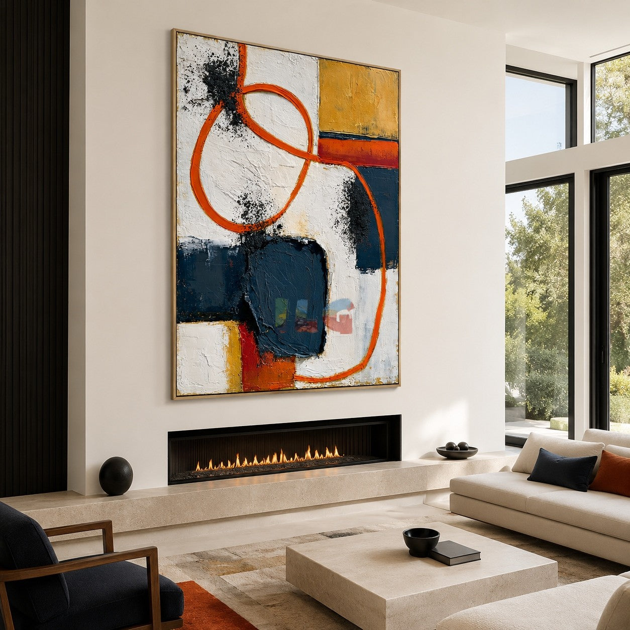 Burnt Orange Path – Abstract Geometric Wall Art