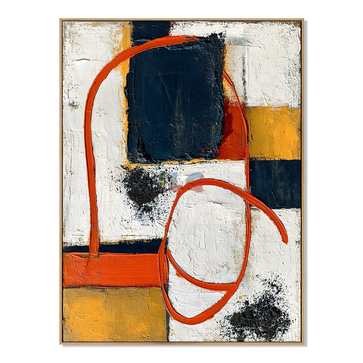 Tangerine Circuit Blocks – Abstract Geometric Wall Art