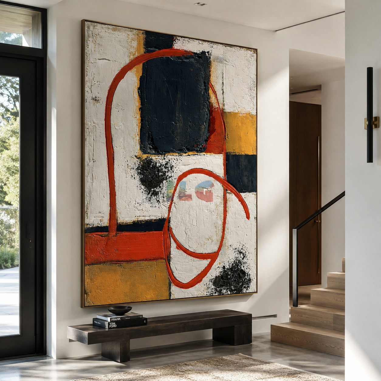 Tangerine Circuit Blocks – Abstract Geometric Wall Art
