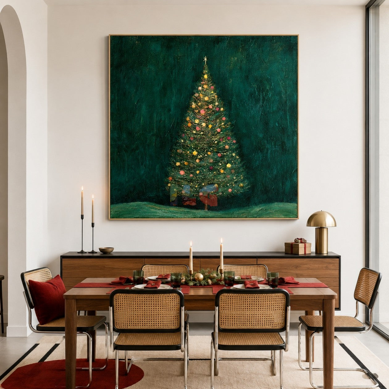 Midnight Evergreen Sparkle – Christmas Tree Textured Wall Art