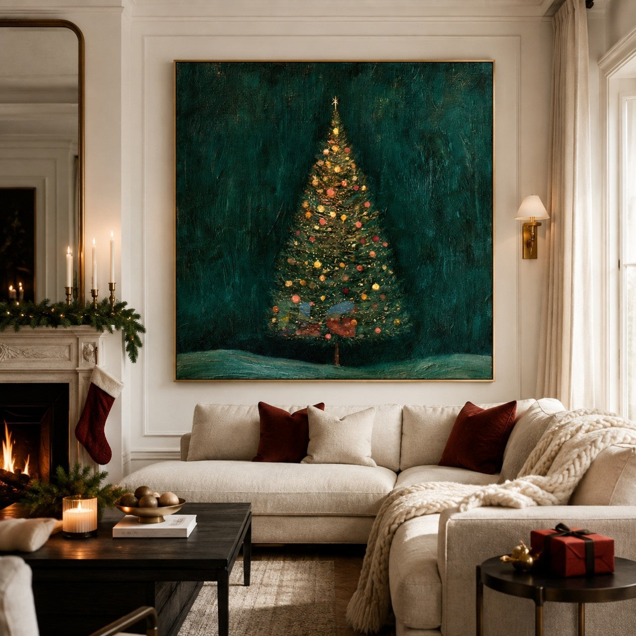 Midnight Evergreen Sparkle – Christmas Tree Textured Wall Art