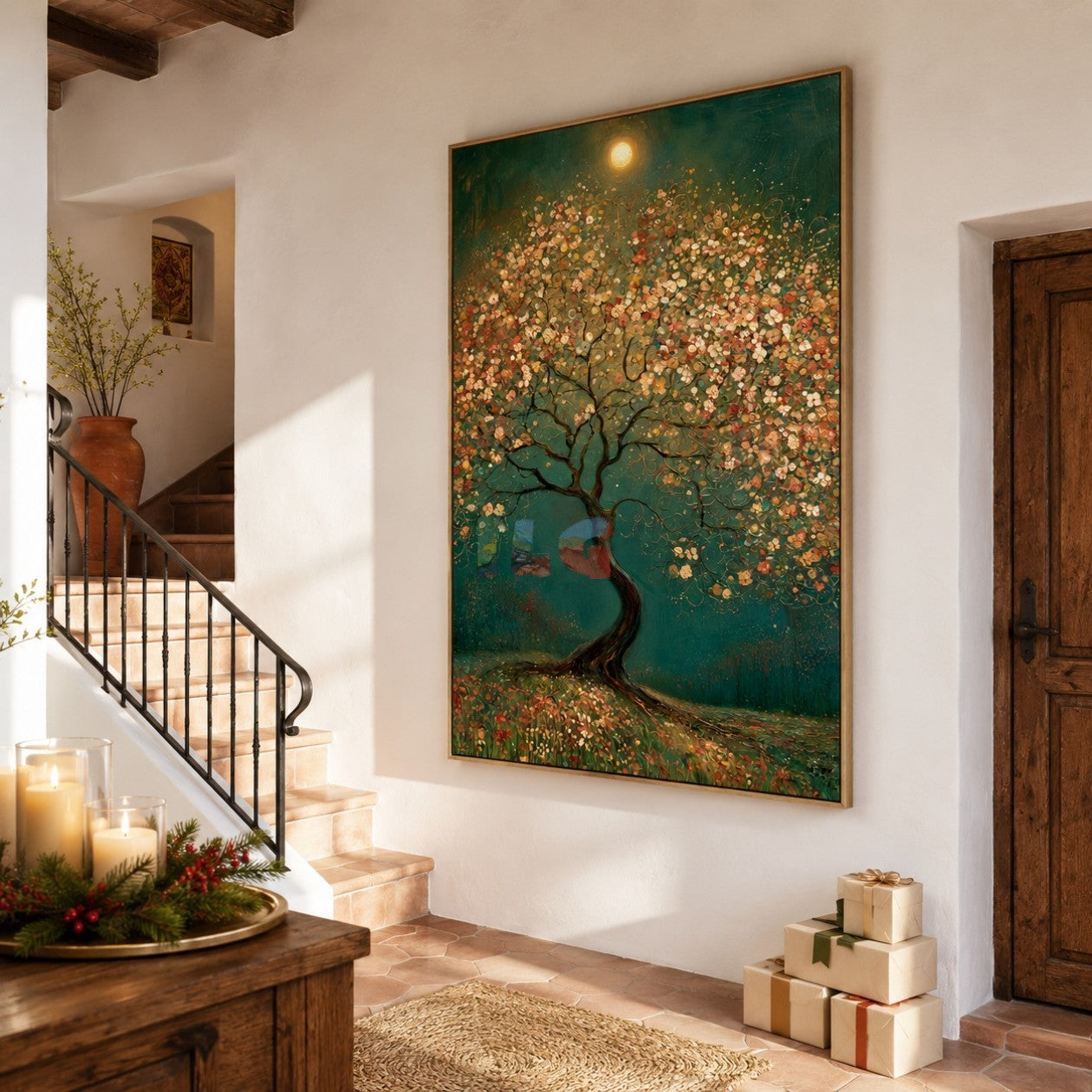 Moonlit Blossom Tree – Romantic Botanical Textured Wall Art