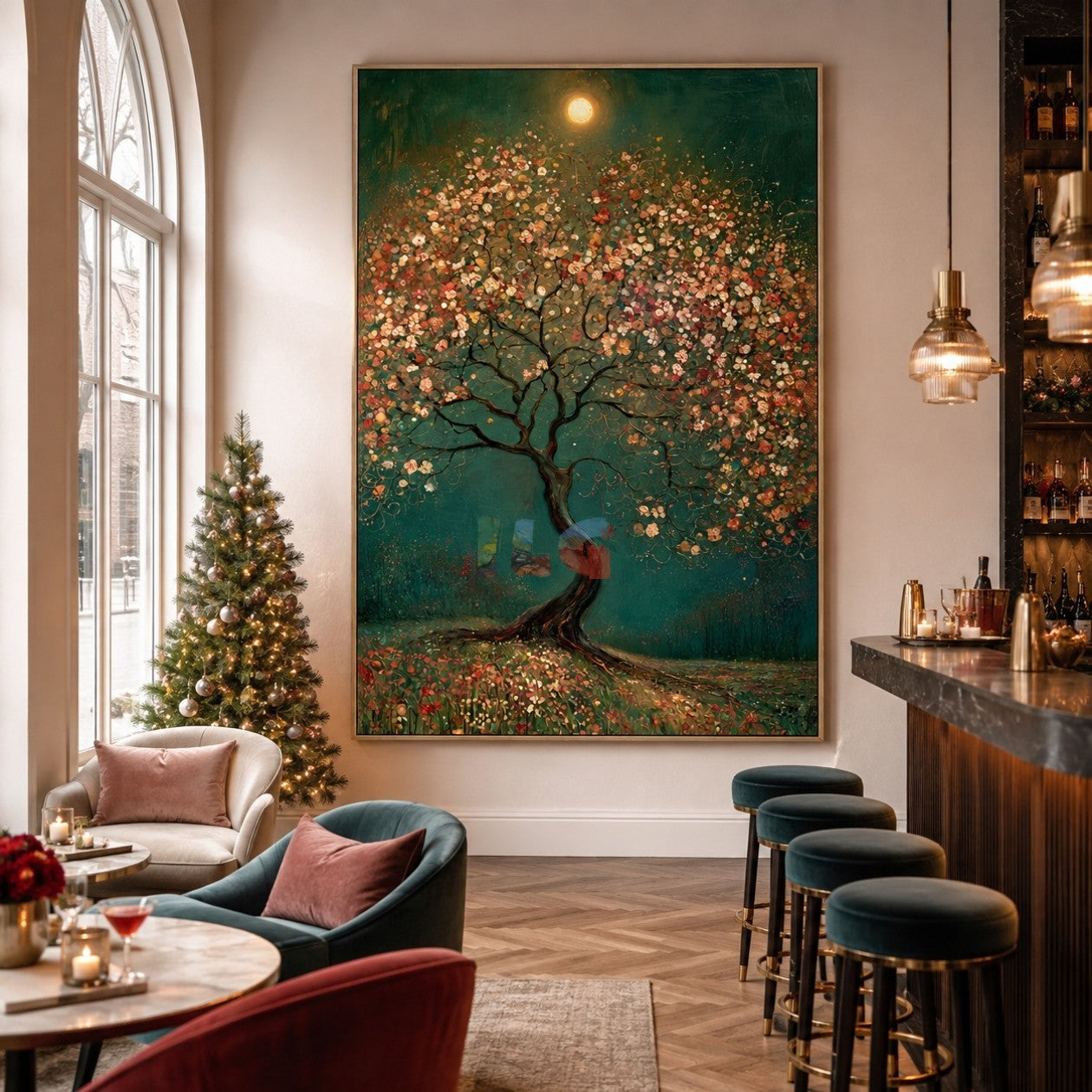 Moonlit Blossom Tree – Romantic Botanical Textured Wall Art