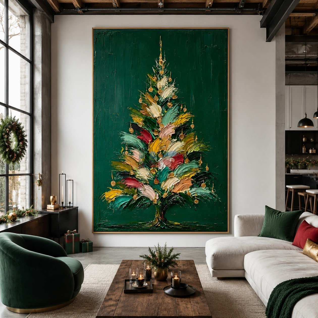 Festive Brushstroke Evergreen – Christmas Tree Textured Wall Art