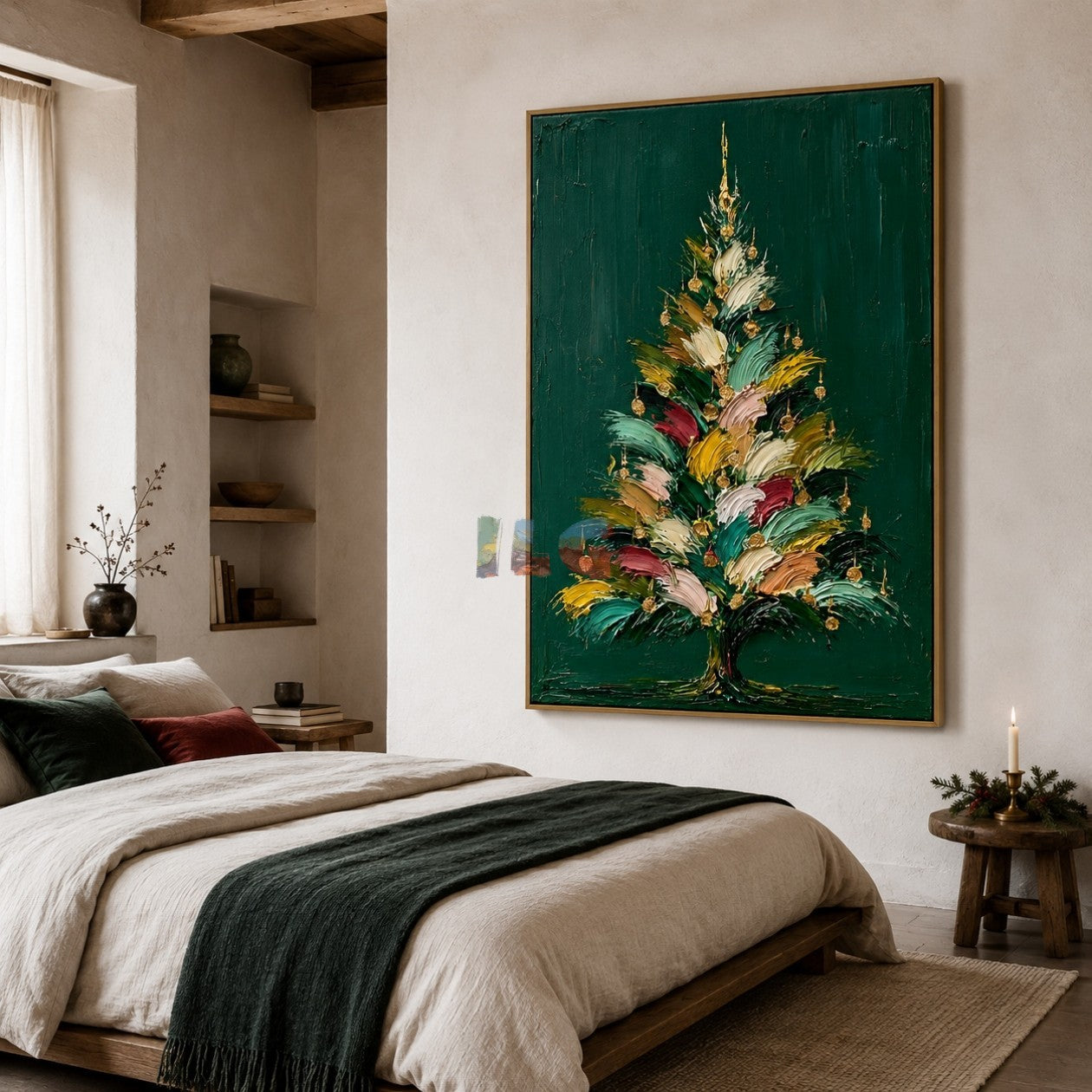 Festive Brushstroke Evergreen – Christmas Tree Textured Wall Art