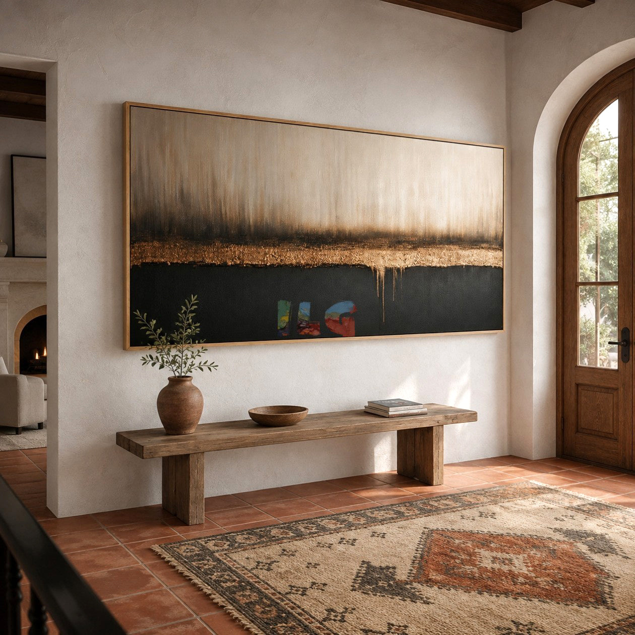 Copper Mist Horizon – Abstract Minimalist Textured Wall Art