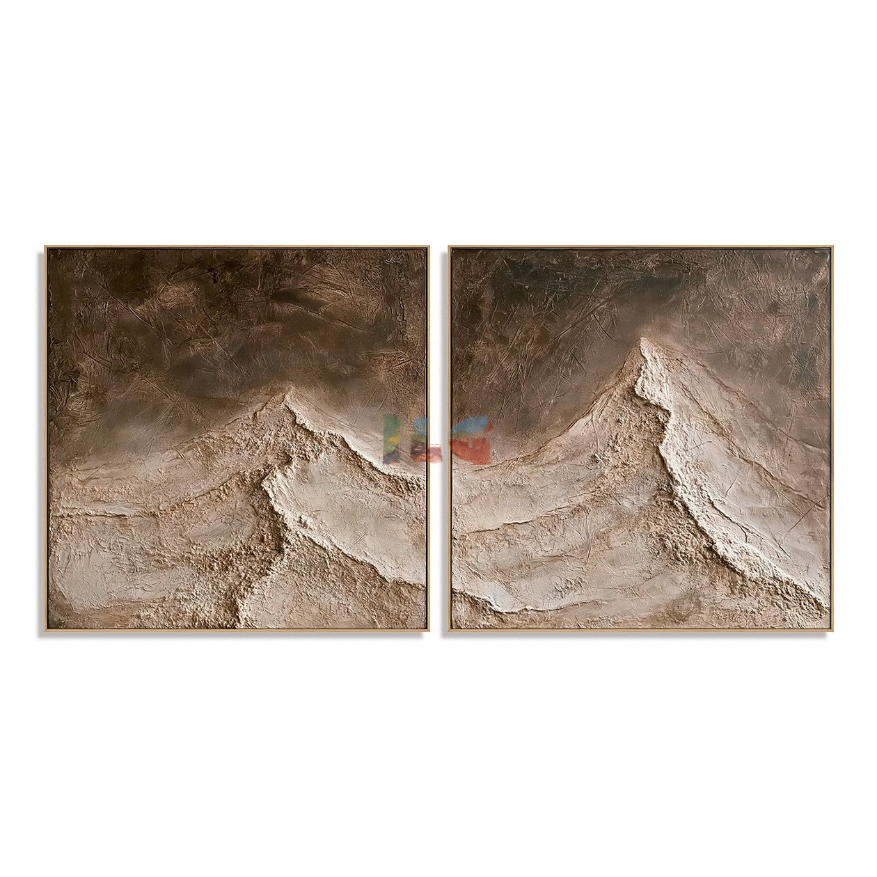 Silent Ridge Pair – Abstract Mountain Textured Wall Art
